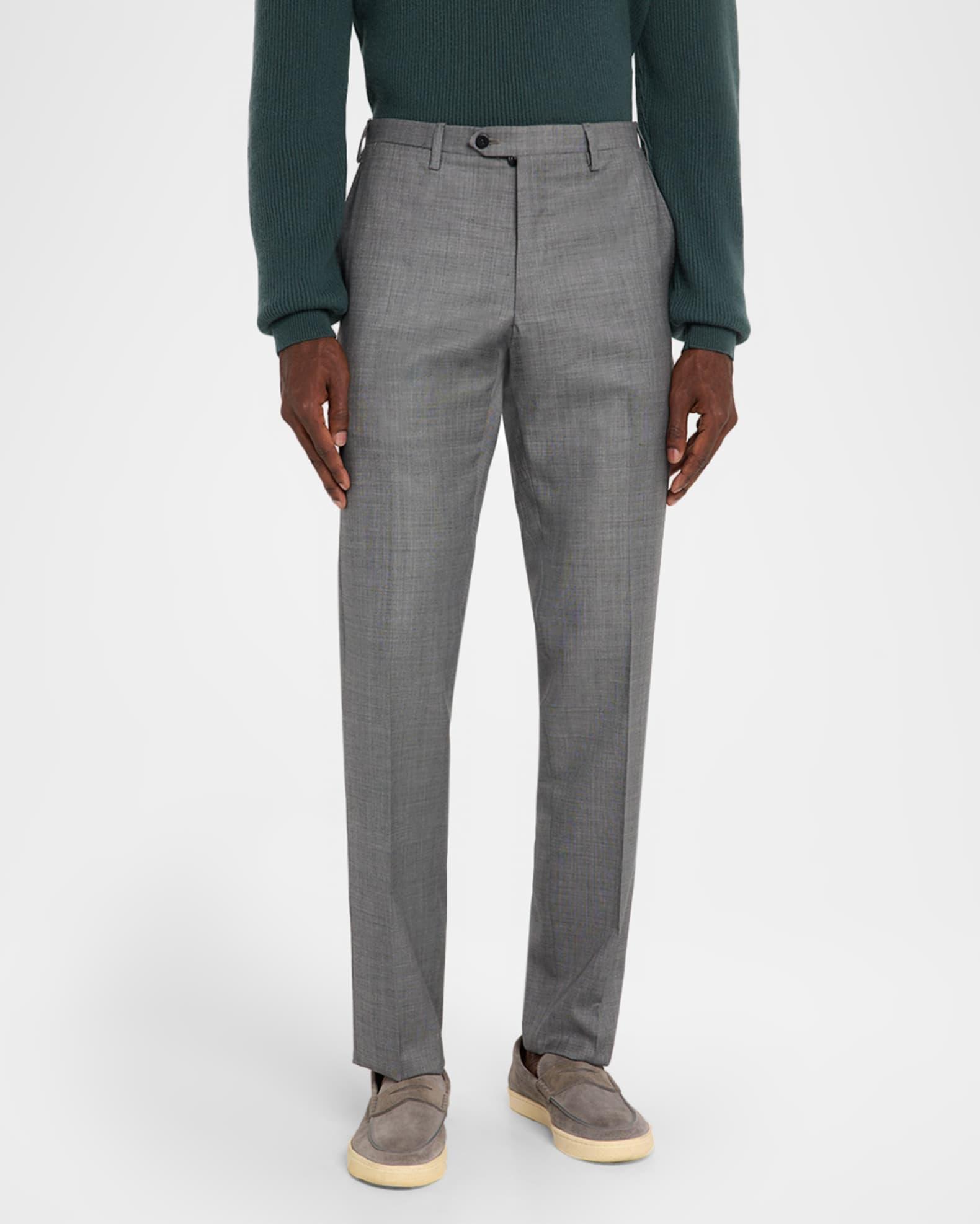 Men's Wool Twill Flat-Front Trousers Product Image