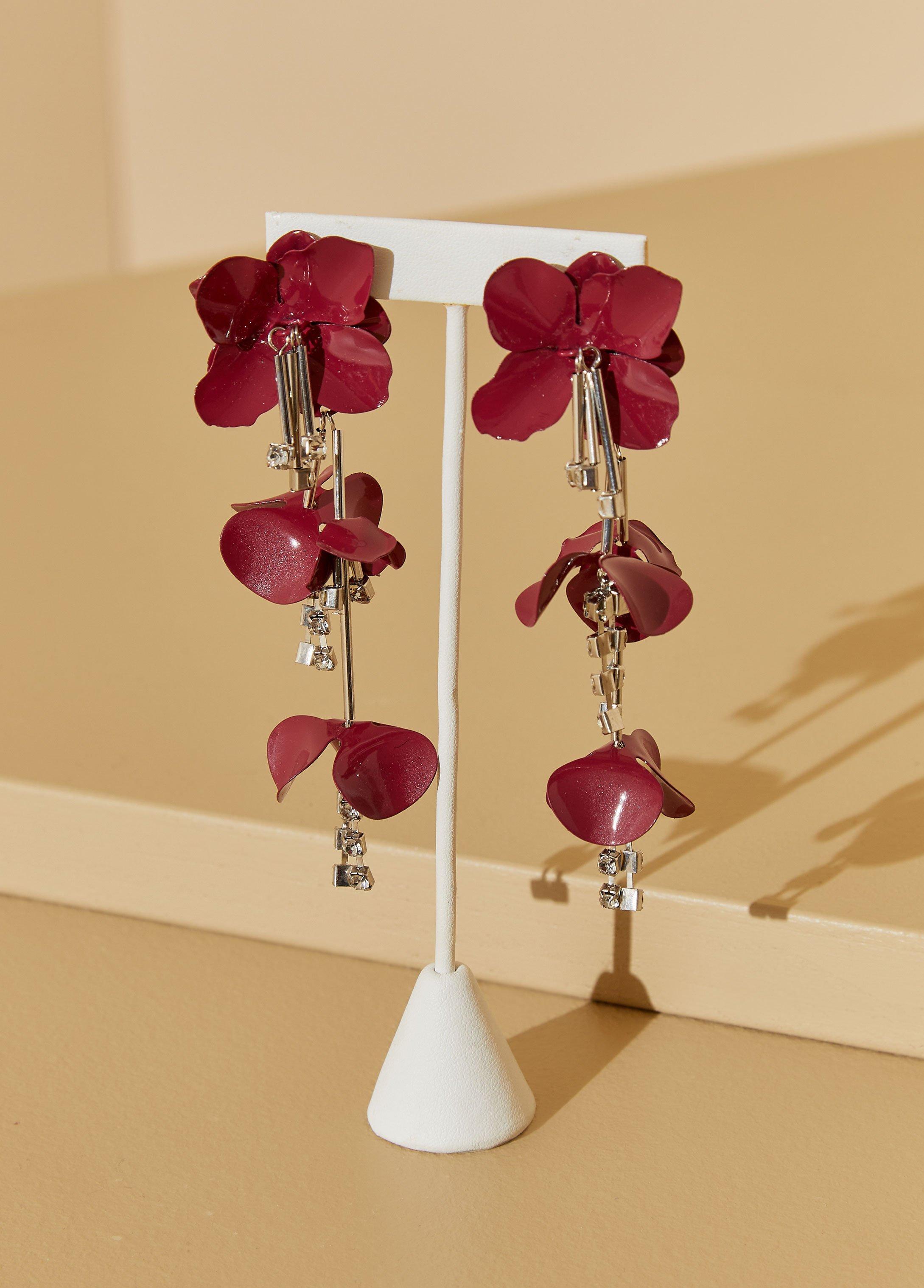 Crystal And Coated Petal Earrings Product Image