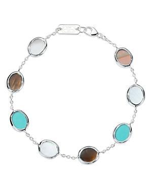 Womens Polished Rock Candy Mini Oval Slice Isola Sterling Silver, Turquoise & Mother-of-Pearl Chain Bracelet Product Image