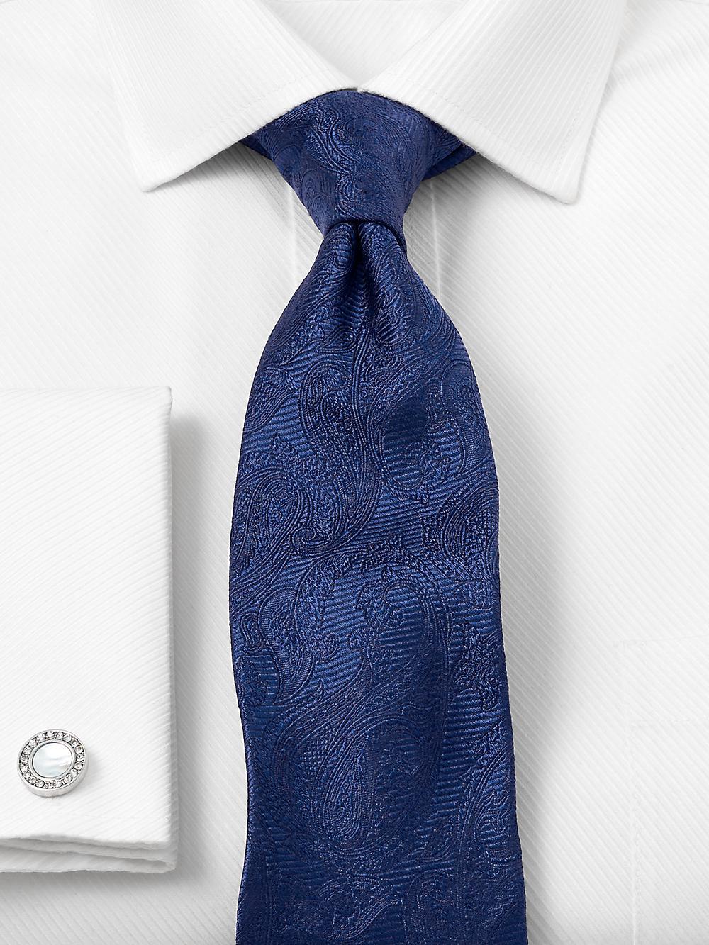 Paisley Woven Silk Tie - Navy Product Image