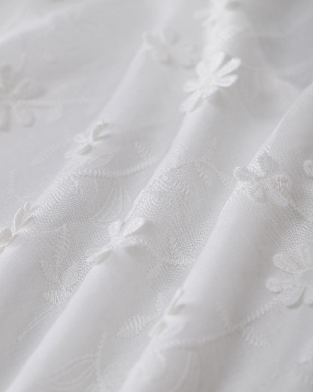 White Textured Elastic Waist Midi Skirt Product Image