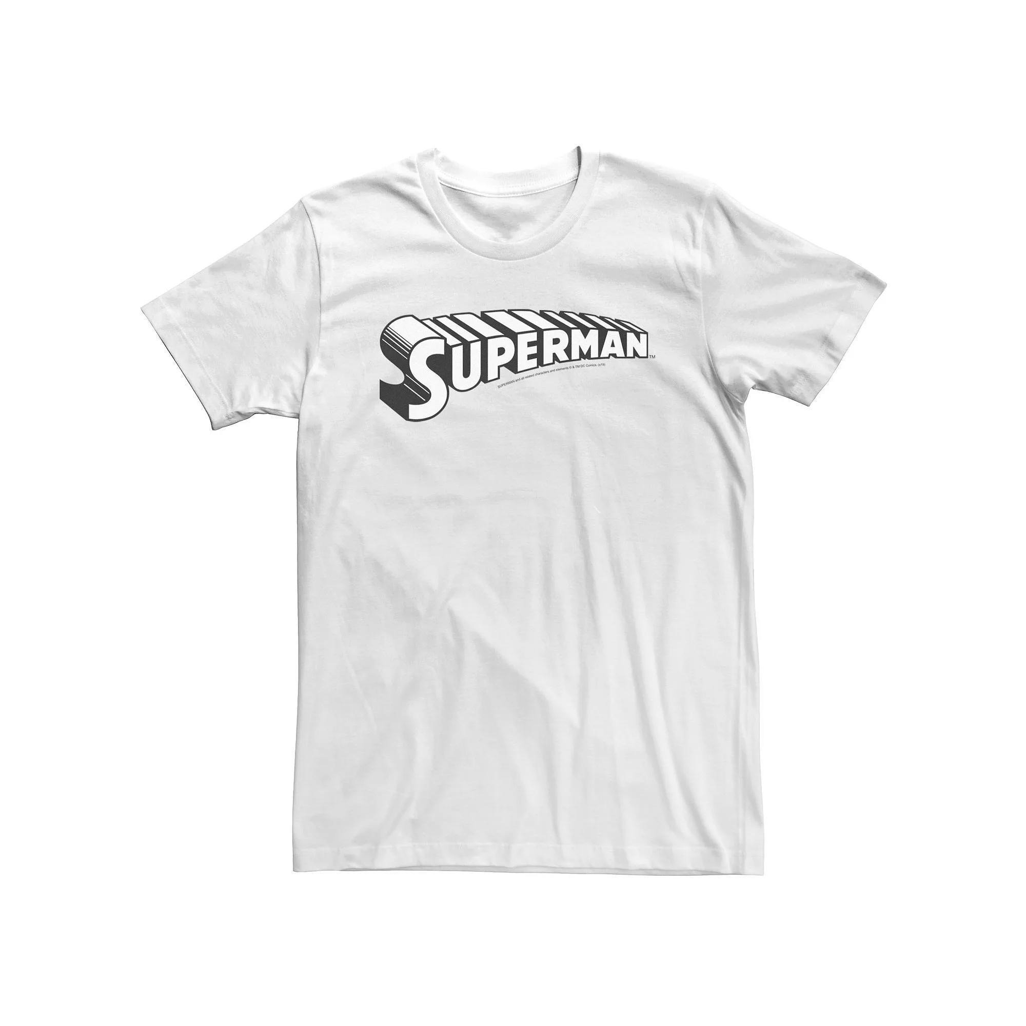 Big & Tall DC Comics Superman Black & White Text Chest Logo Tee, Men's,  Product Image