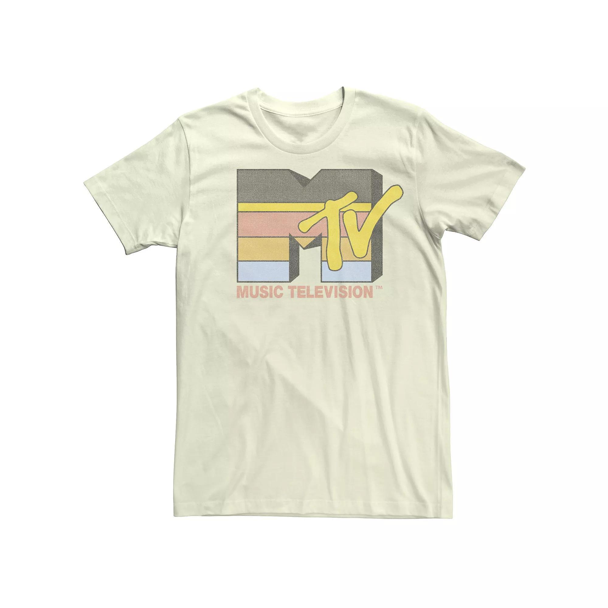 Men's MTV Retro Striped Logo Short Sleeve Tee,  Product Image