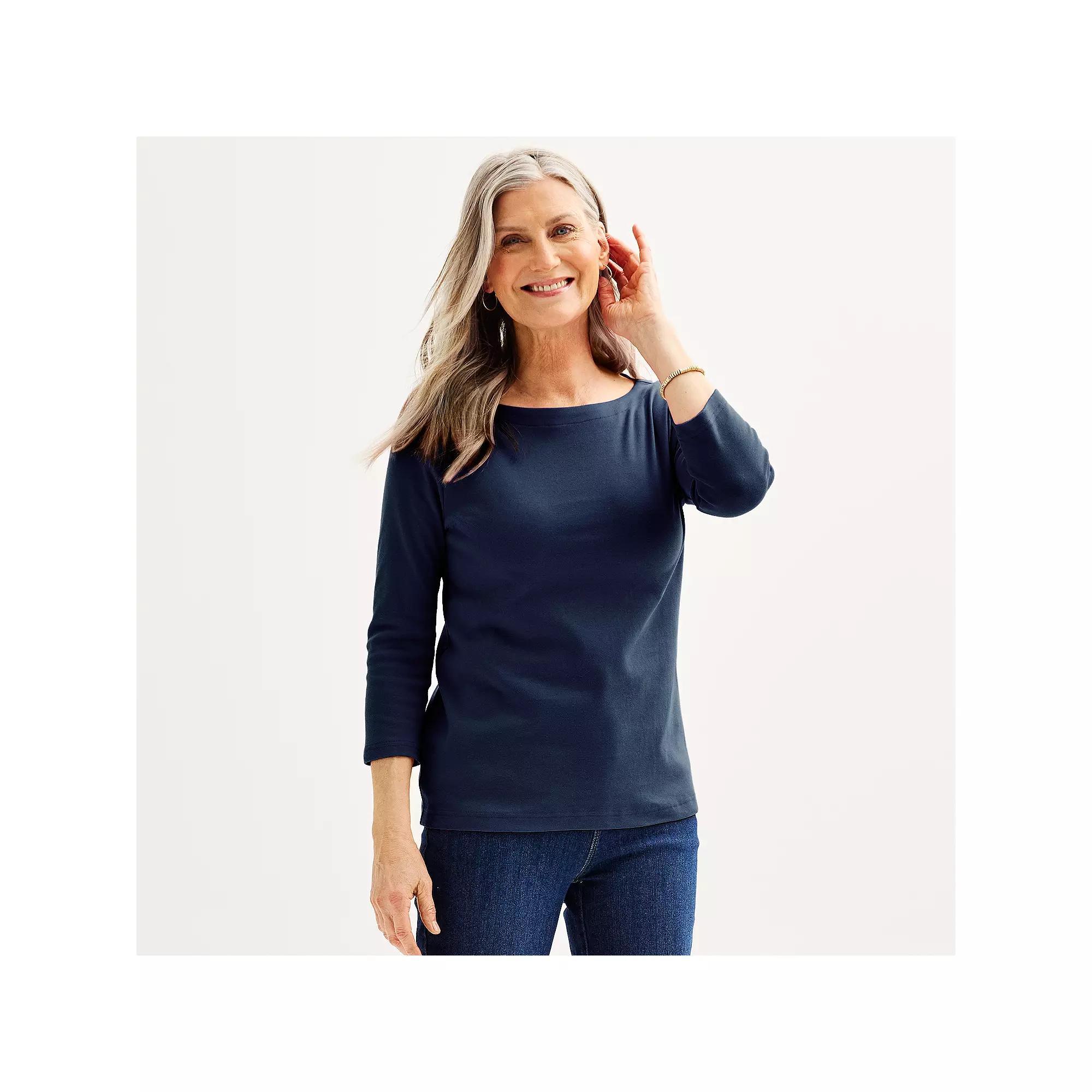 Petite Croft & Barrow® Boatneck Top, Women's,  Product Image