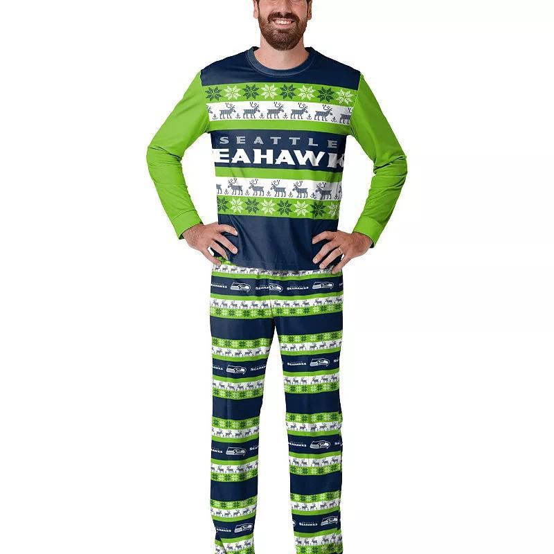 Mens FOCO College Seattle Seahawks Team Ugly Pajama Set Blue Product Image