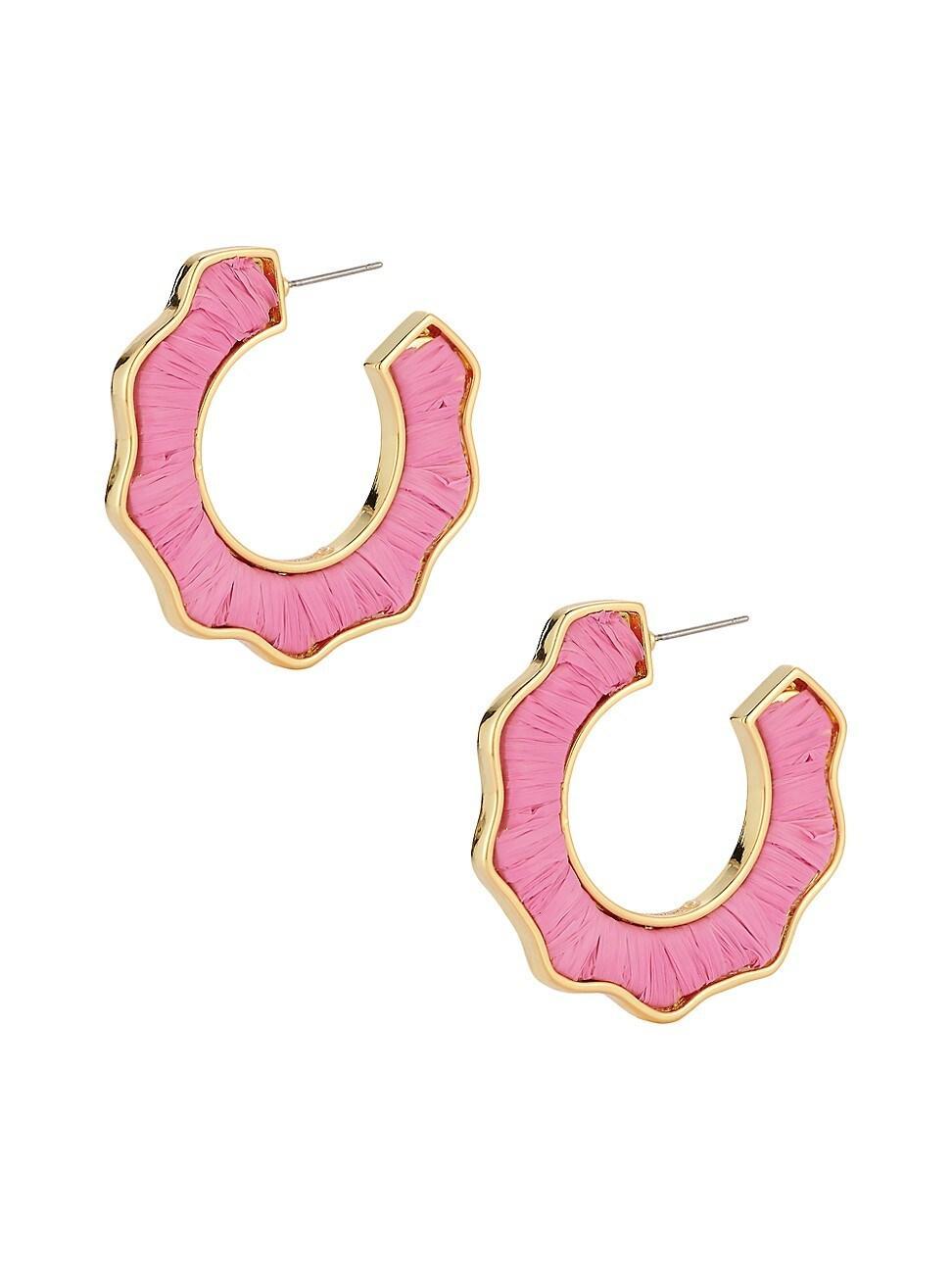 Womens Darby 14K-Gold-Plated & Raffia Wavy Hoop Earrings Product Image