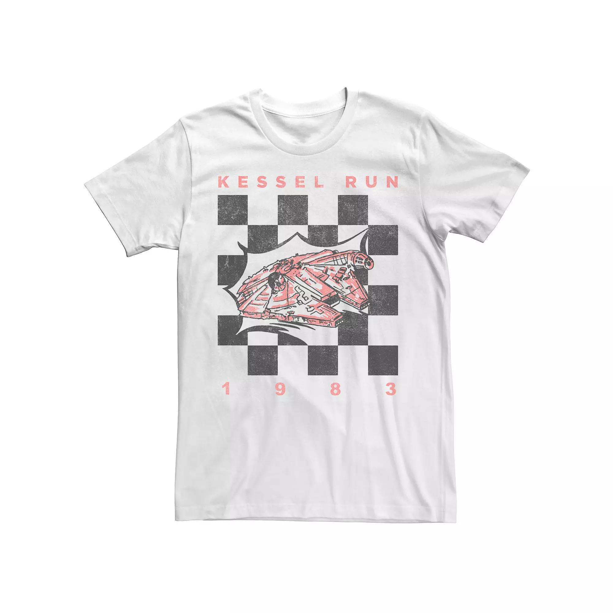 Men's Star Wars Retro Checkered Kessel Run 1983 Tee, Size: Small, White Product Image