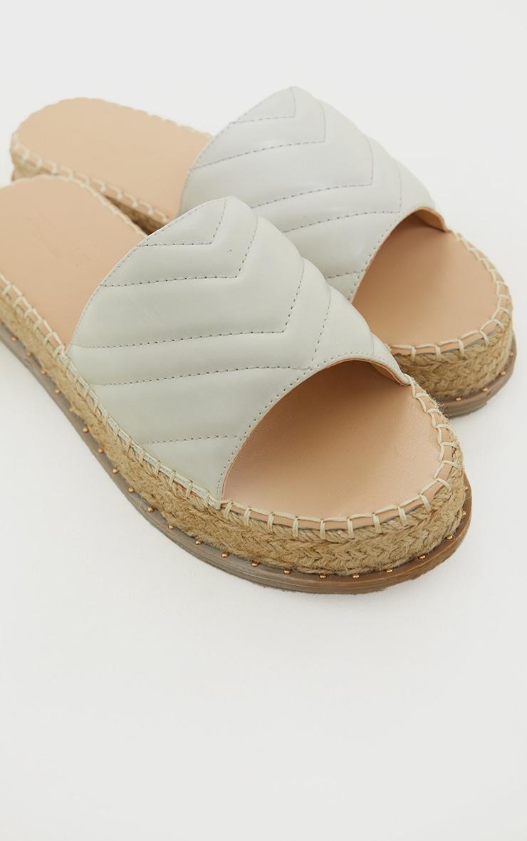 White Quilted Mule Flatform Espadrille Sandals Product Image