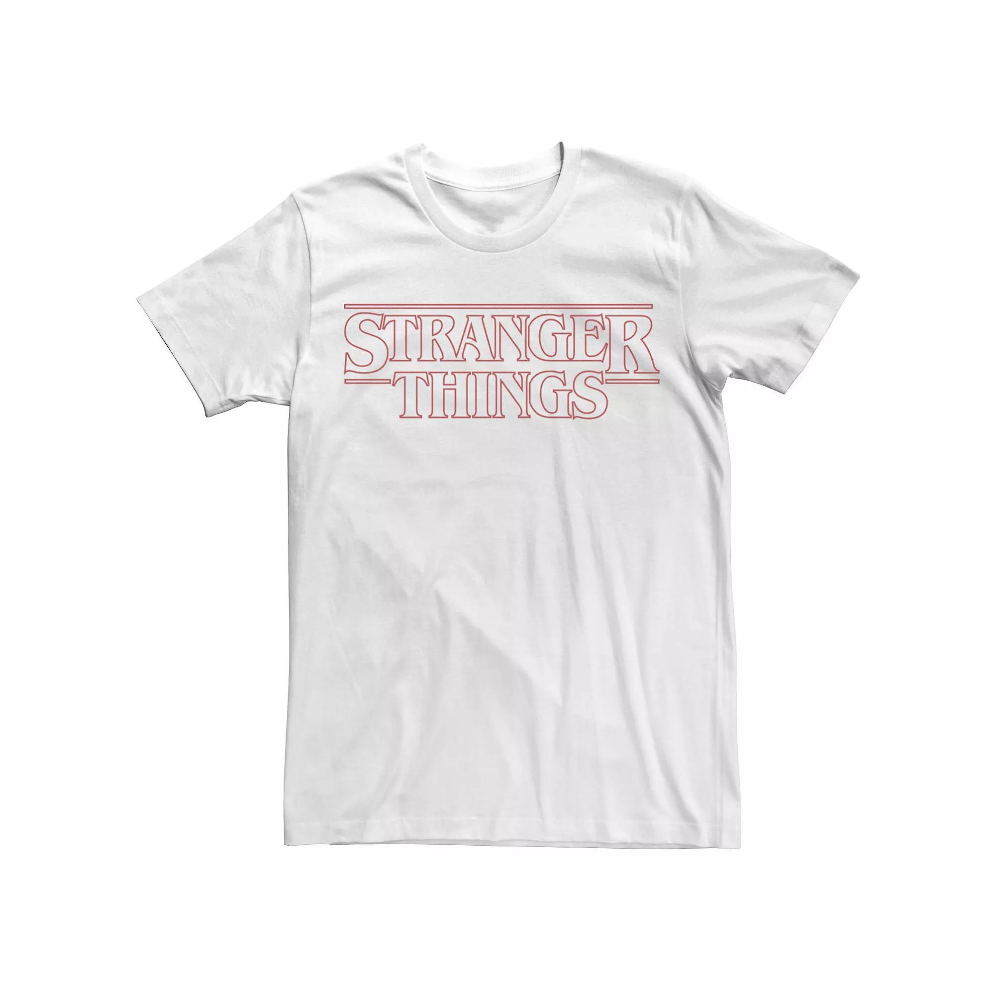 Men's Netflix Stranger Things Outline Logo Tee, Size: Medium, White Product Image