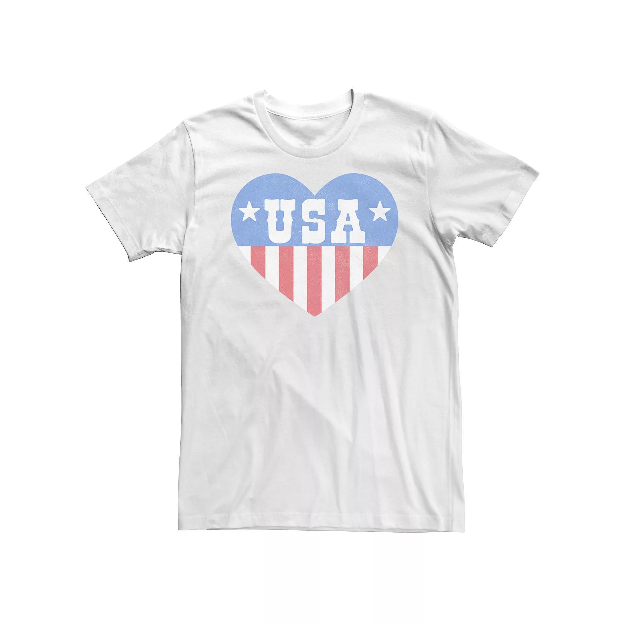 Big & Tall Americana Heart Red White and Blue USA Tee, Men's,  Product Image