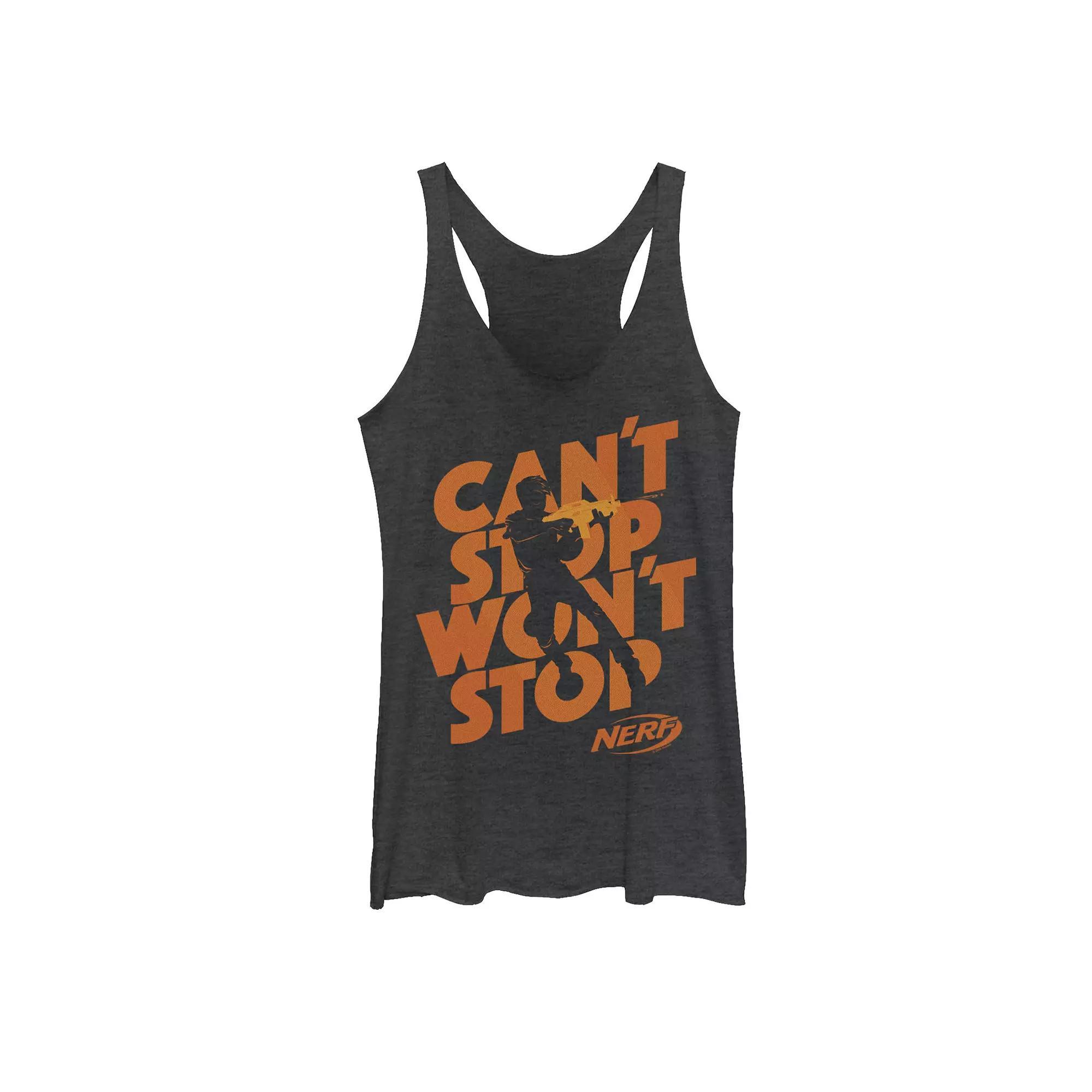 Juniors' Nerf "Can't Stop Won't Stop" Silhouette Tank Top, Girl's, Size: XXL, Black Grey Product Image