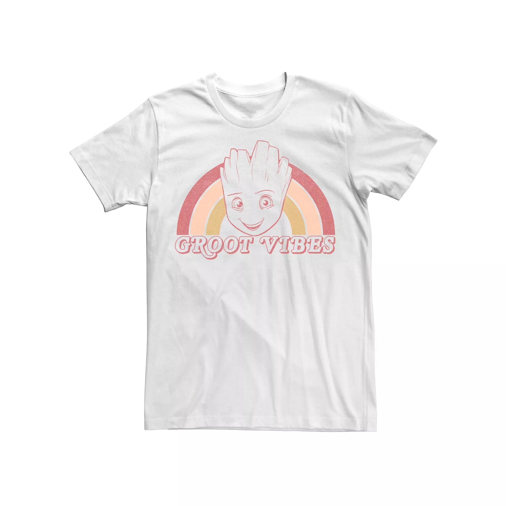 Men's Marvel Guardian Of The Galaxy Rainbow Groot Good Vibes Tee,  Product Image