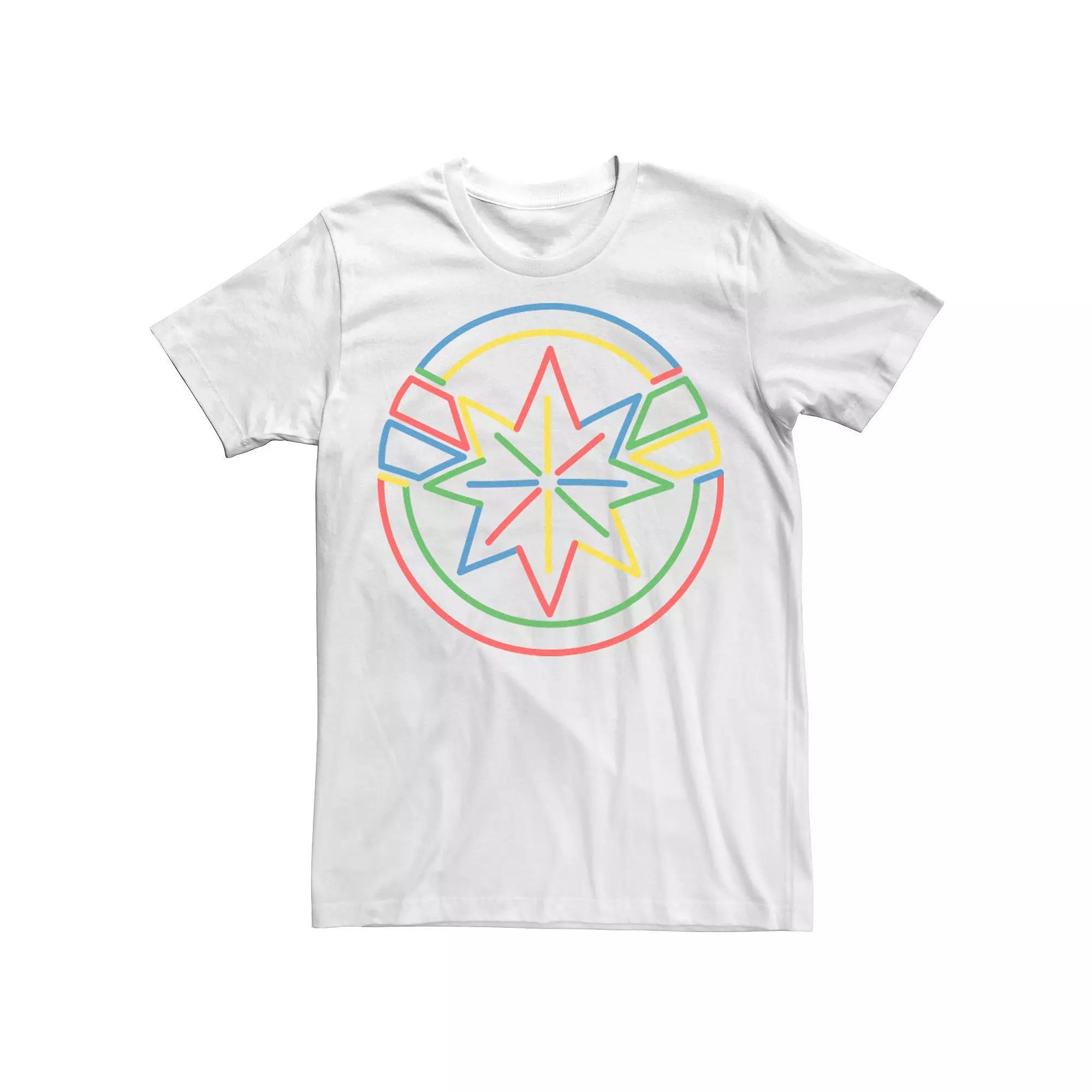 Men's Marvel Captain Marvel Colorful Line Art Logo Tee,  Product Image