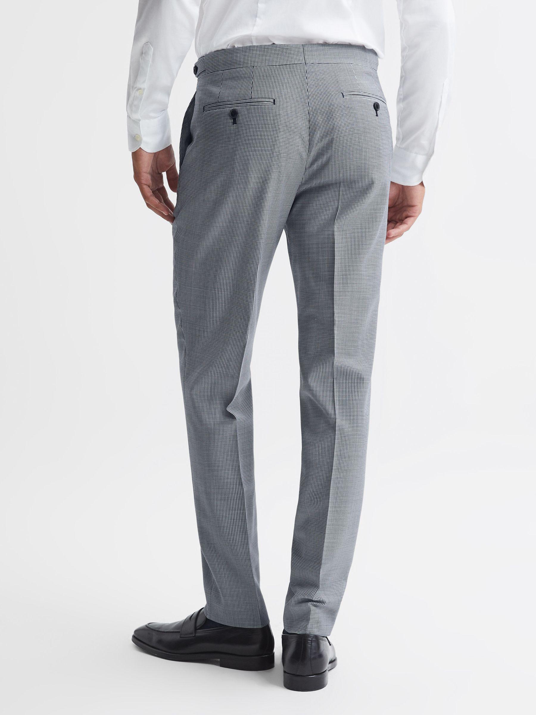 Wool Slim Fit  Micro Puppytooth Formal Trousers in Navy/White Product Image