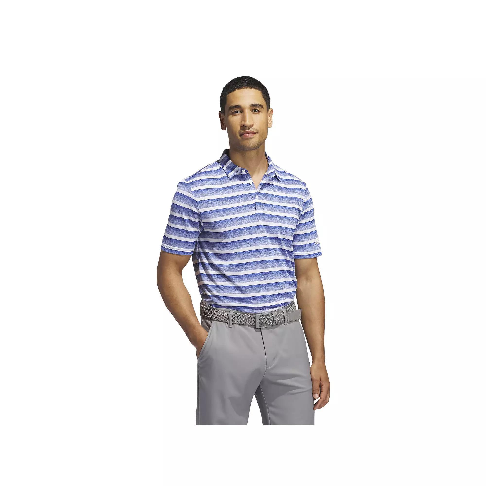 Men's adidas Two Color Stripe Golf Polo, Size: Large, Royal Blue Product Image