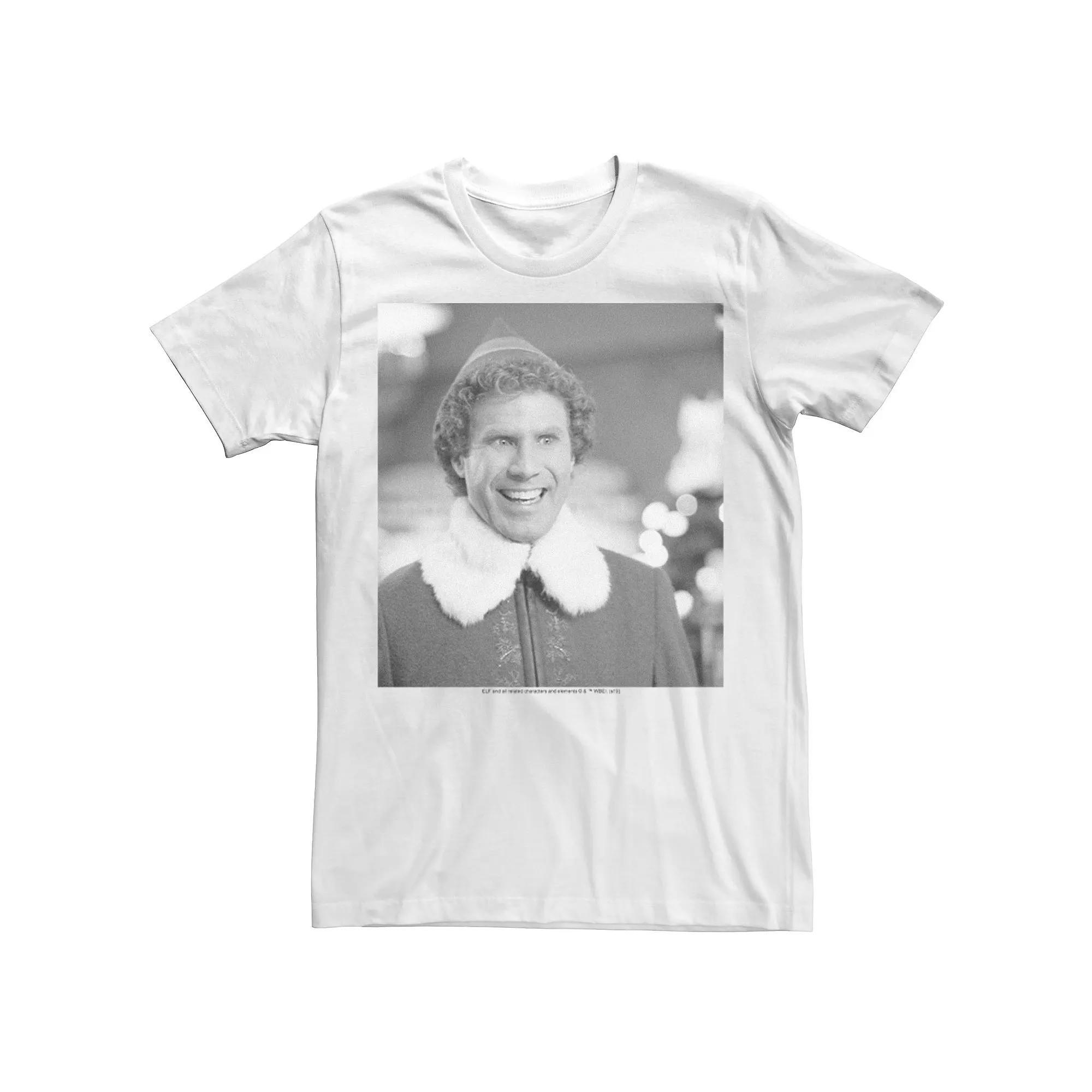 Men's Elf Buddy Black & White Laughing Photo Graphic Tee,  Product Image