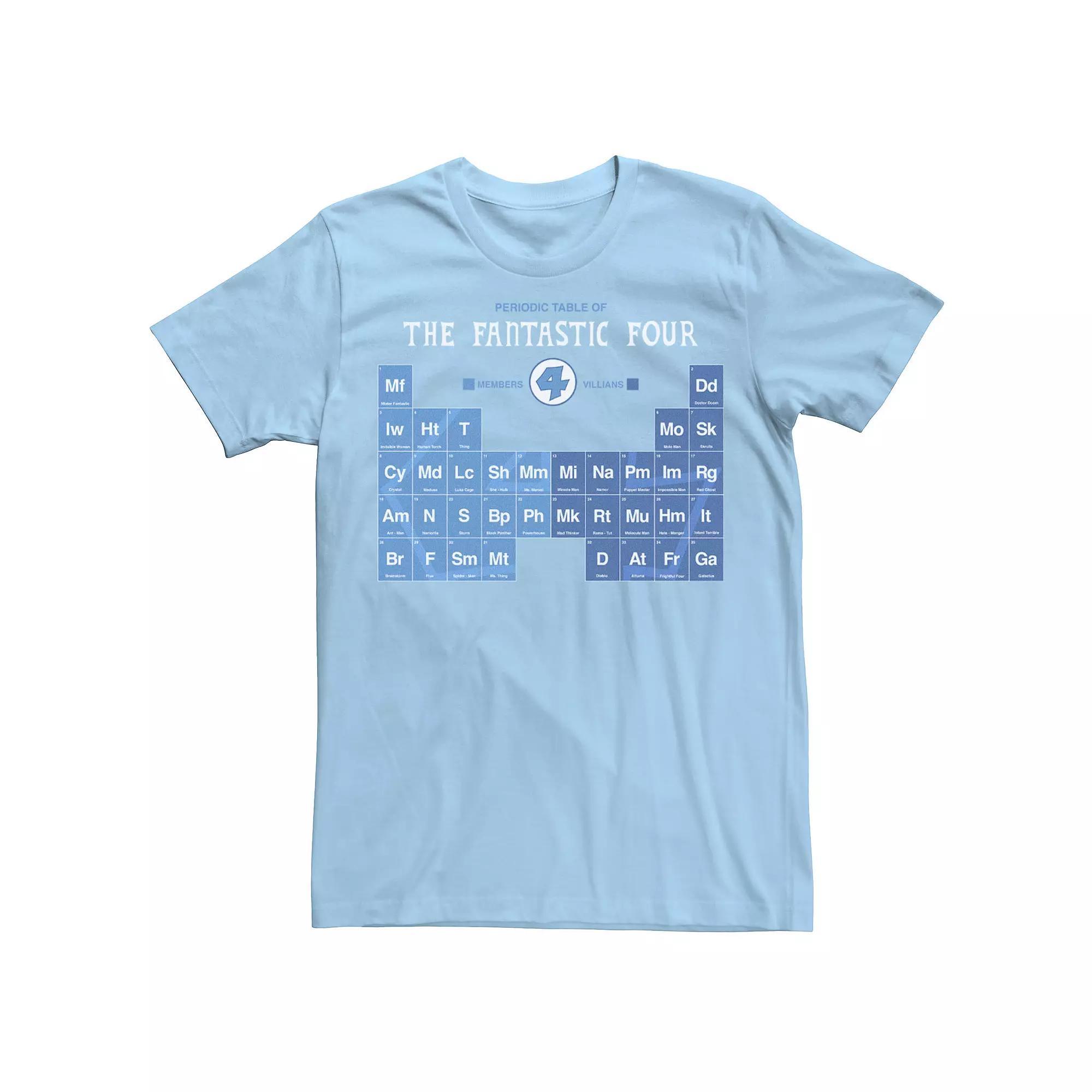 Men's Marvel Fantastic Four Members And Villains Periodic Table Tee, Size: XXL, Light Blue Product Image