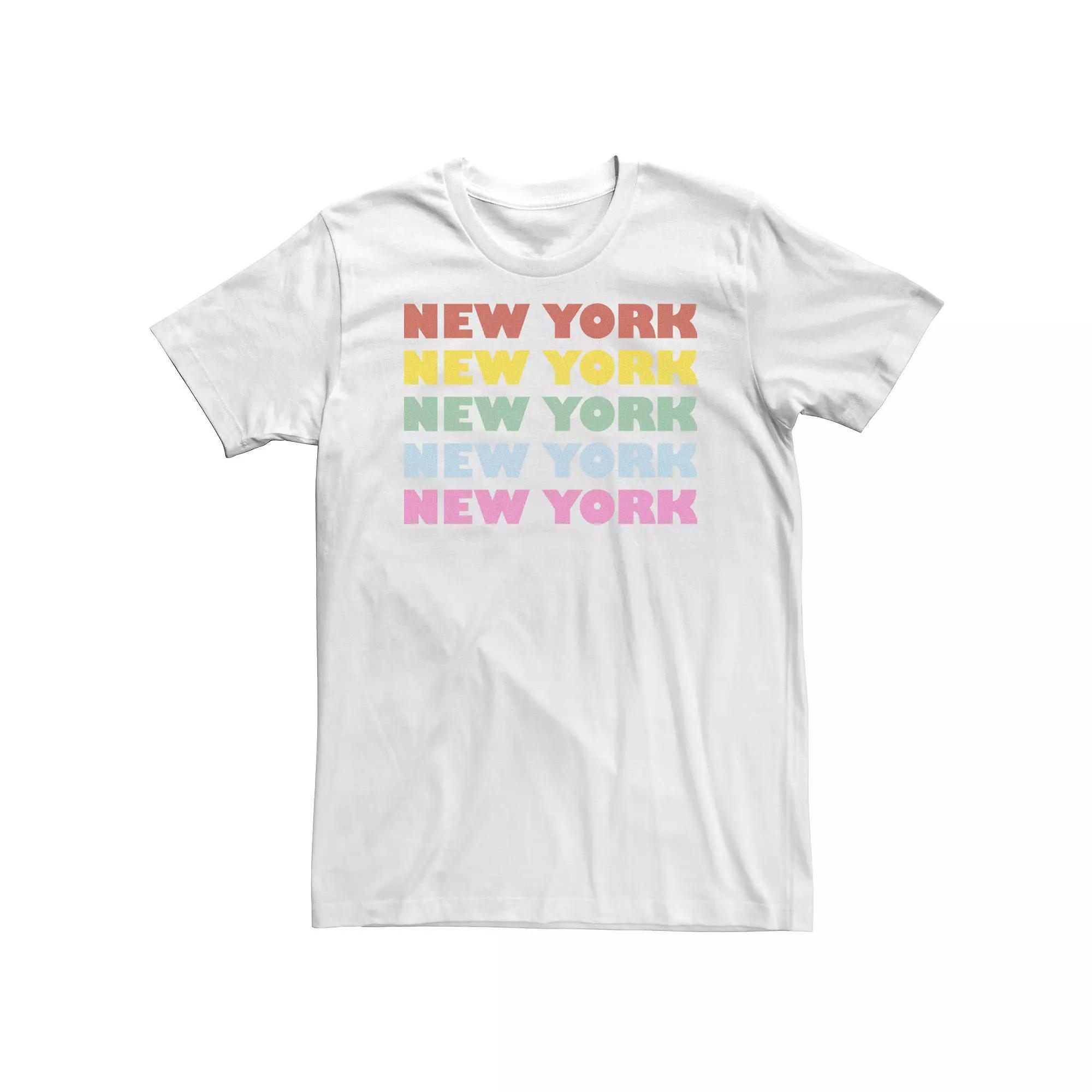 Big & Tall New York Solid Multicolor Stacked Design Tee, Men's,  Product Image