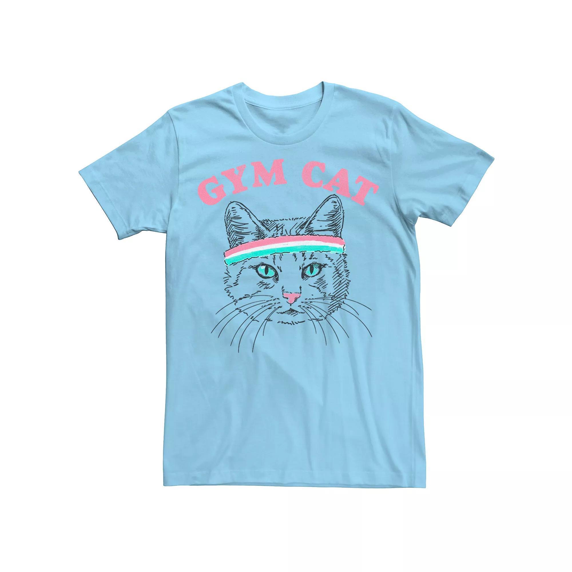 Men's Gym Cat Outline With Headband Tee,  Product Image
