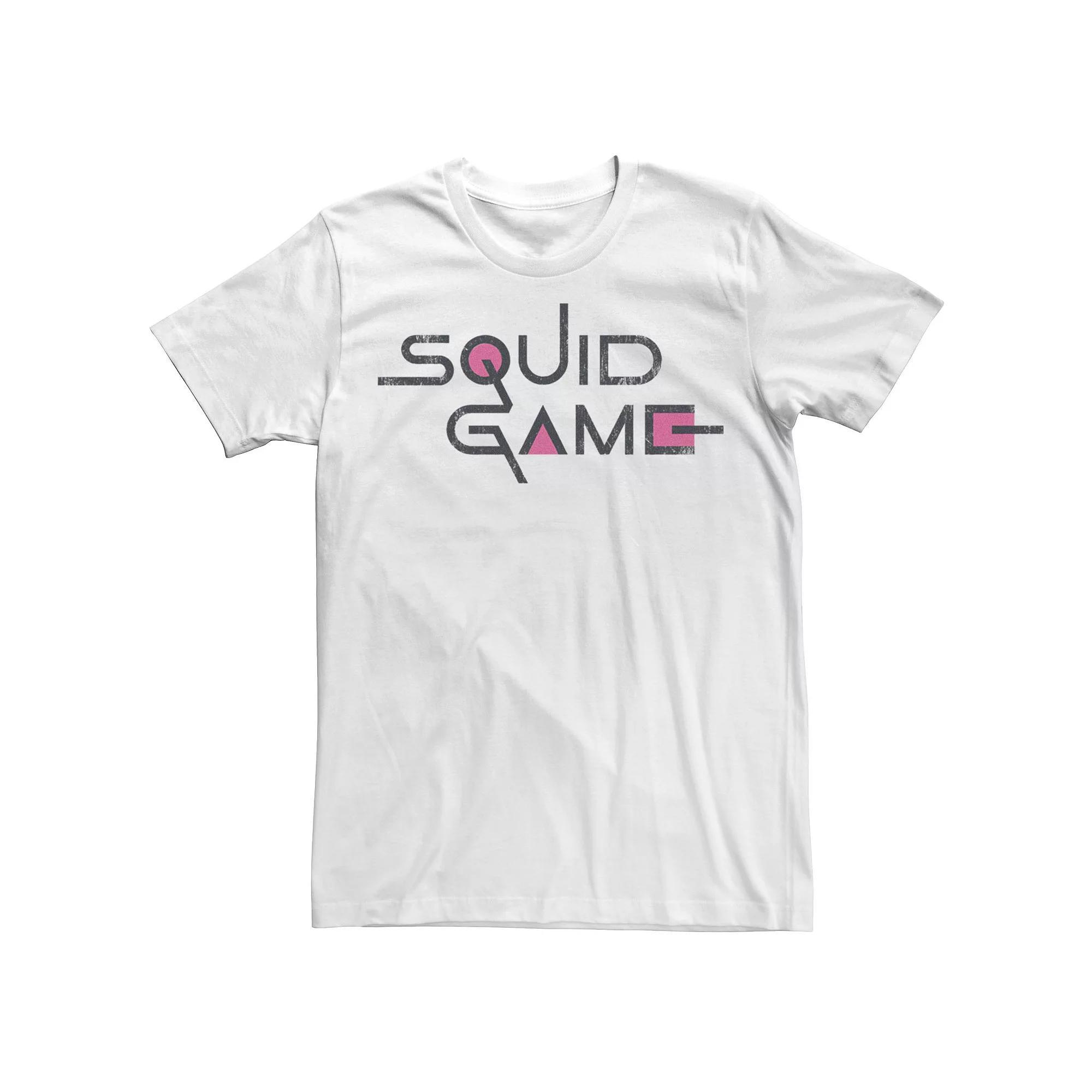 Men's Squid Game Distressed Text Logo Tee, Boy's, Size: XL, White Product Image