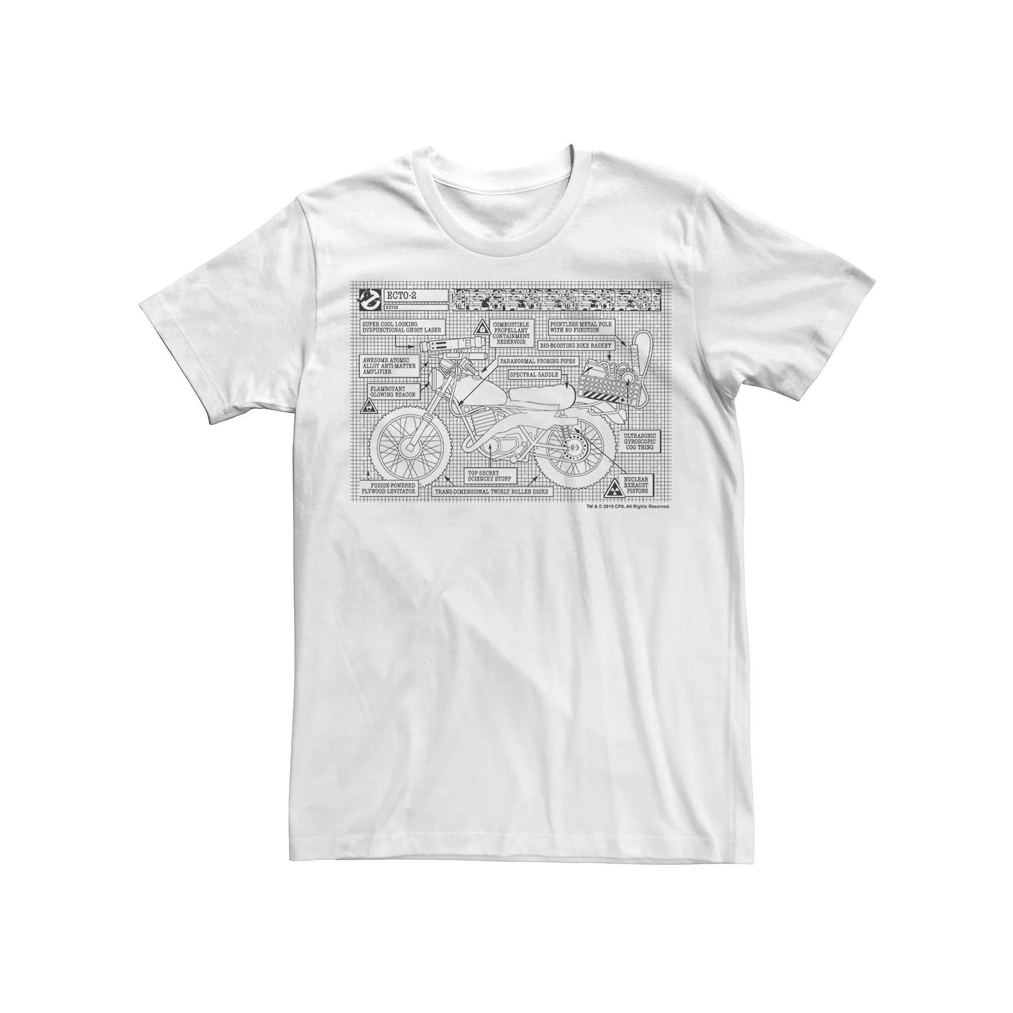 Men's Ghostbusters Ecto-2 Blueprint Graphic Tee, Size: Large, White Product Image