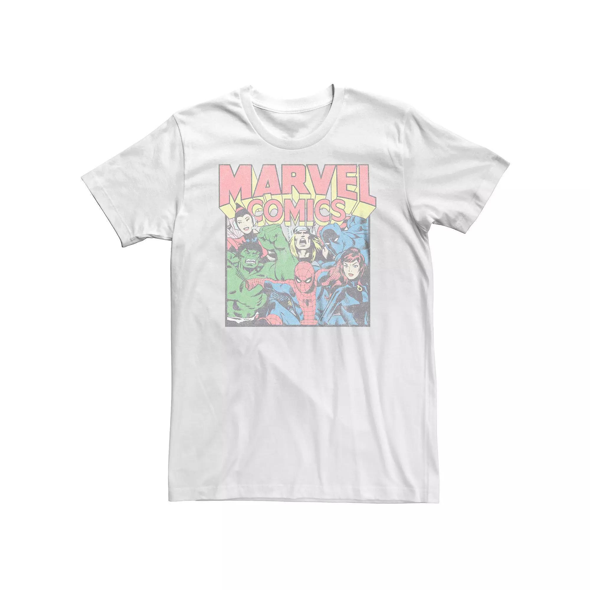 Big & Tall Marvel Comics Vintage Superheroes Tee, Men's, Size: 4XB, White Product Image