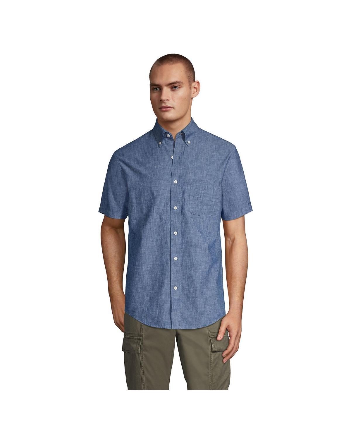 Big & Tall Lands End Traditional Fit Chambray Shirt, Mens Dark Blue Product Image