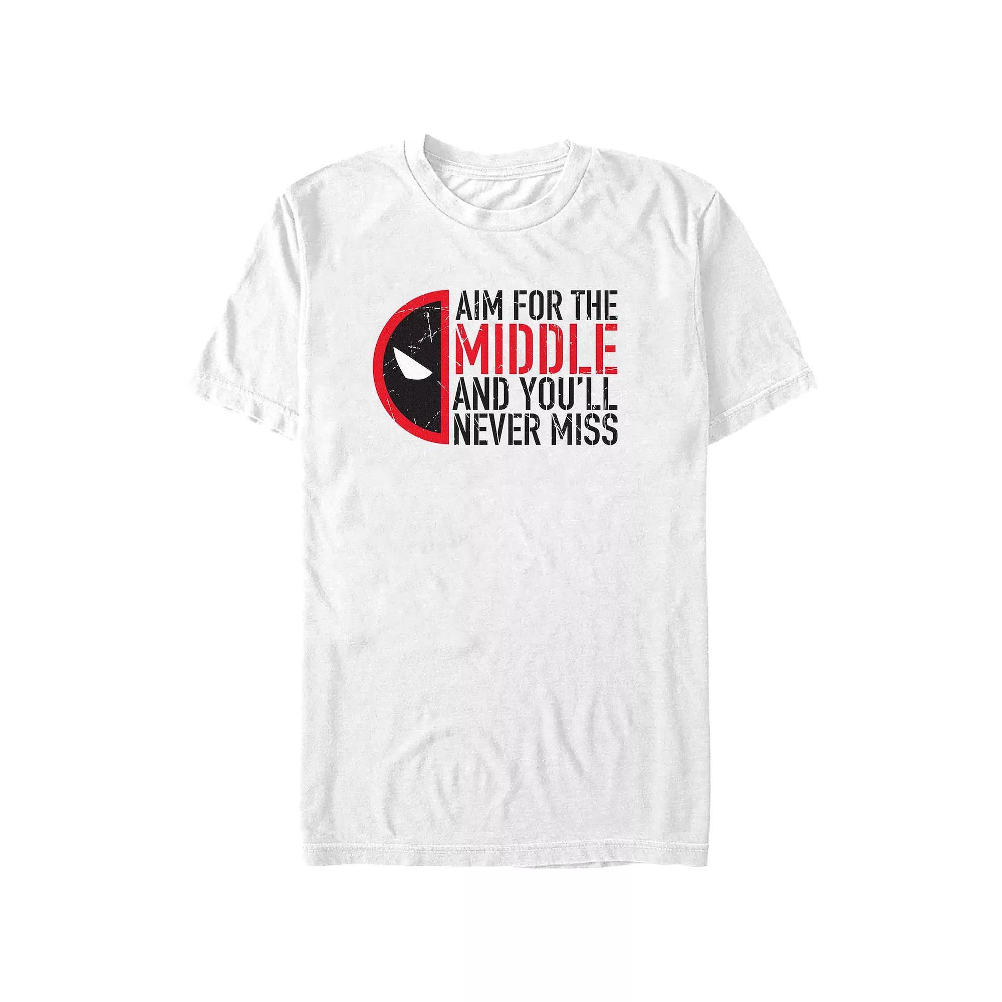 Men's Deadpool And Wolverine Aim for the Middle Half Graphic Tee, Size: Small, White Product Image