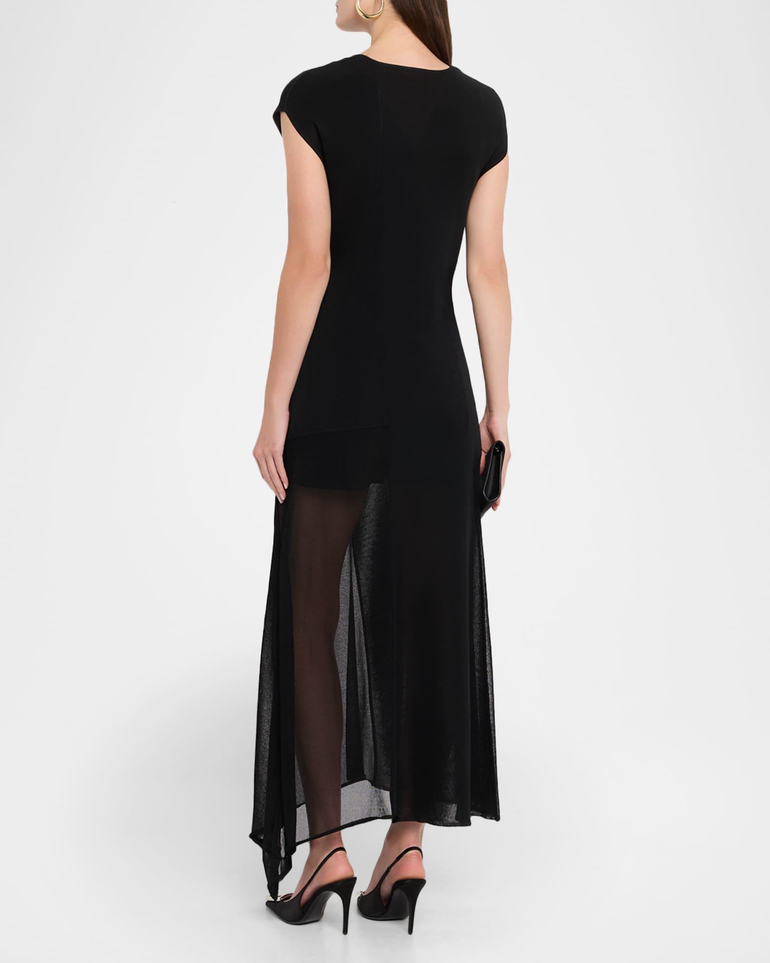 Asymmetric Mesh Knit Midi Dress Product Image