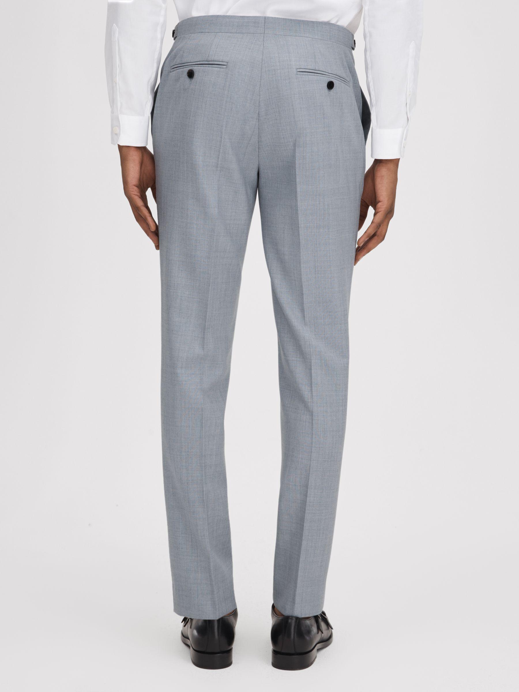 Slim Fit Wool Adjuster Trousers in Soft Blue Product Image