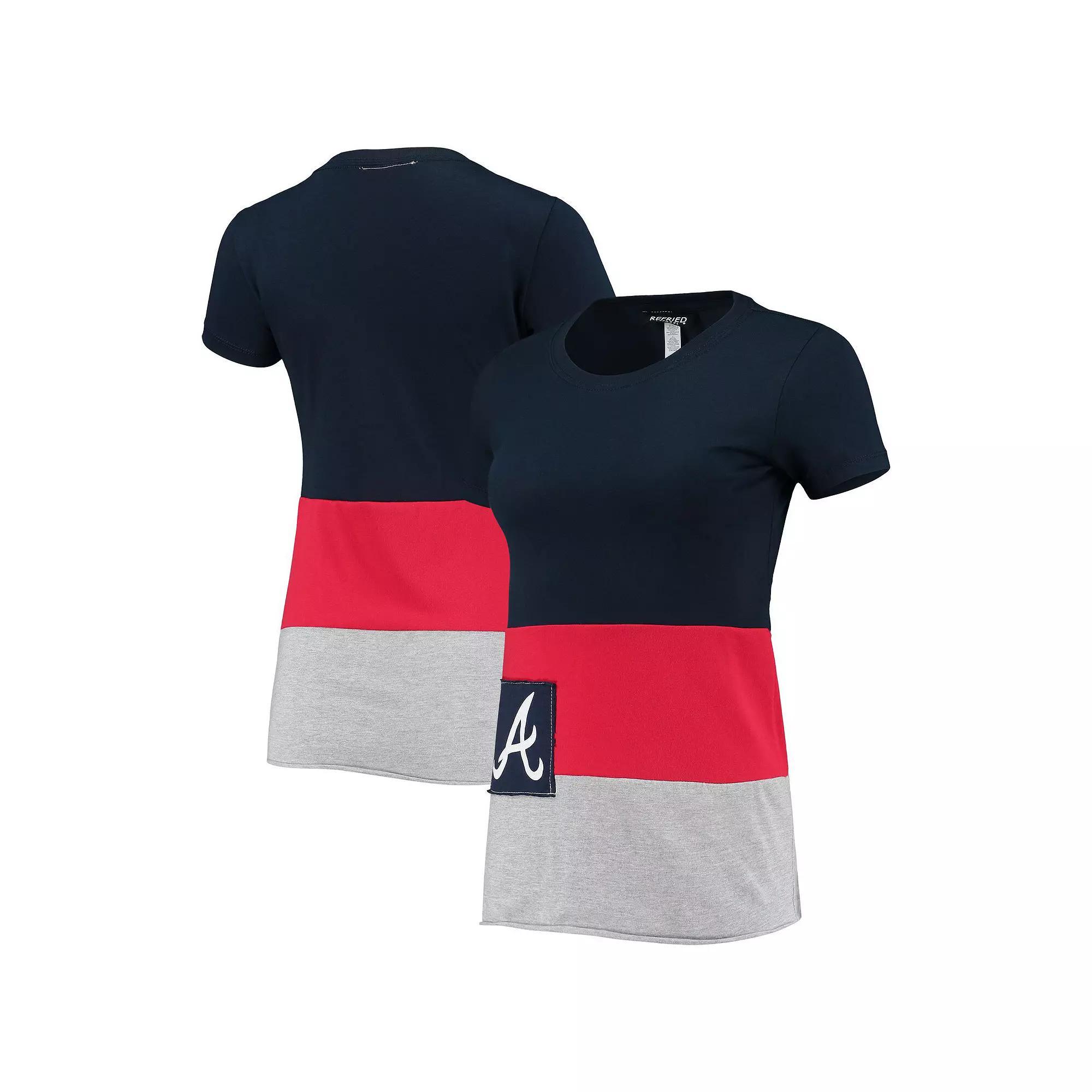 Women's Refried Apparel Navy Atlanta Braves Fitted T-Shirt,  Product Image
