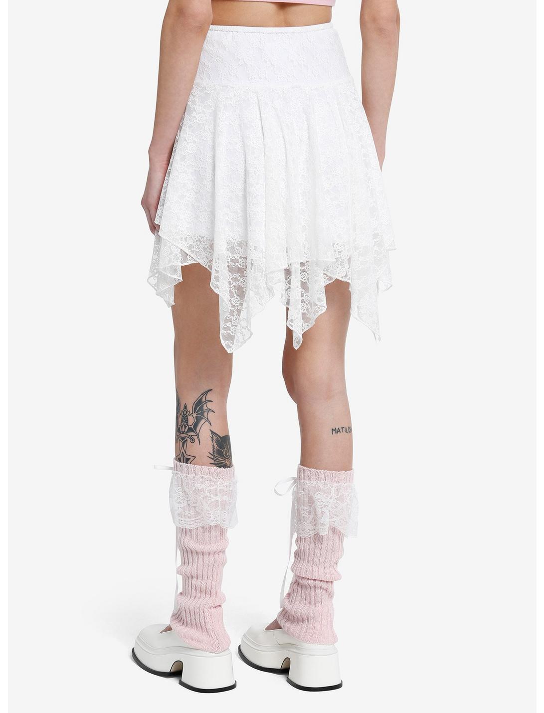 Sweet Society White Lace Rose Hanky Hem Skirt Product Image