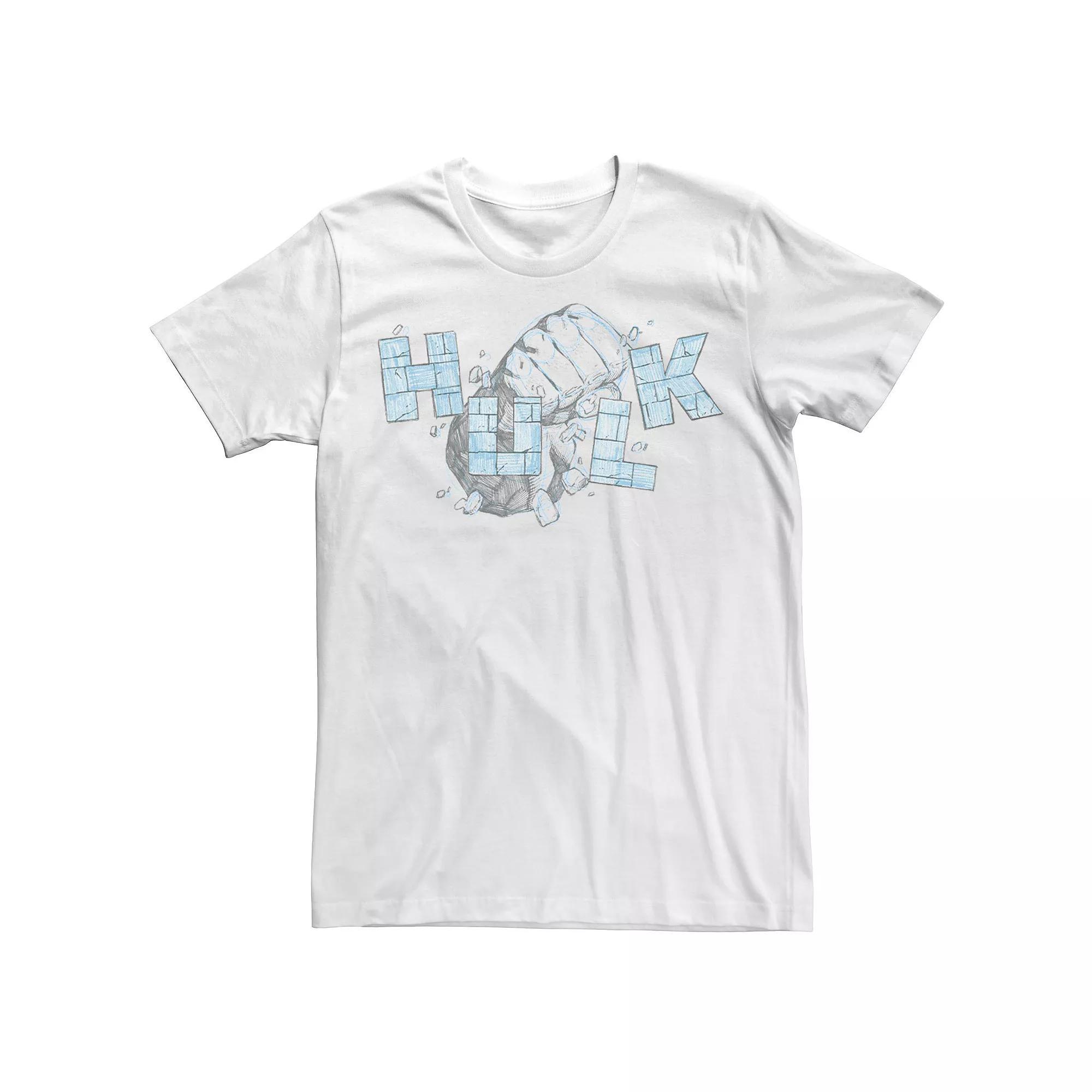 Men's Marvel Hulk Fist Block Letters Poster Graphic Tee, Size: XL, White Product Image