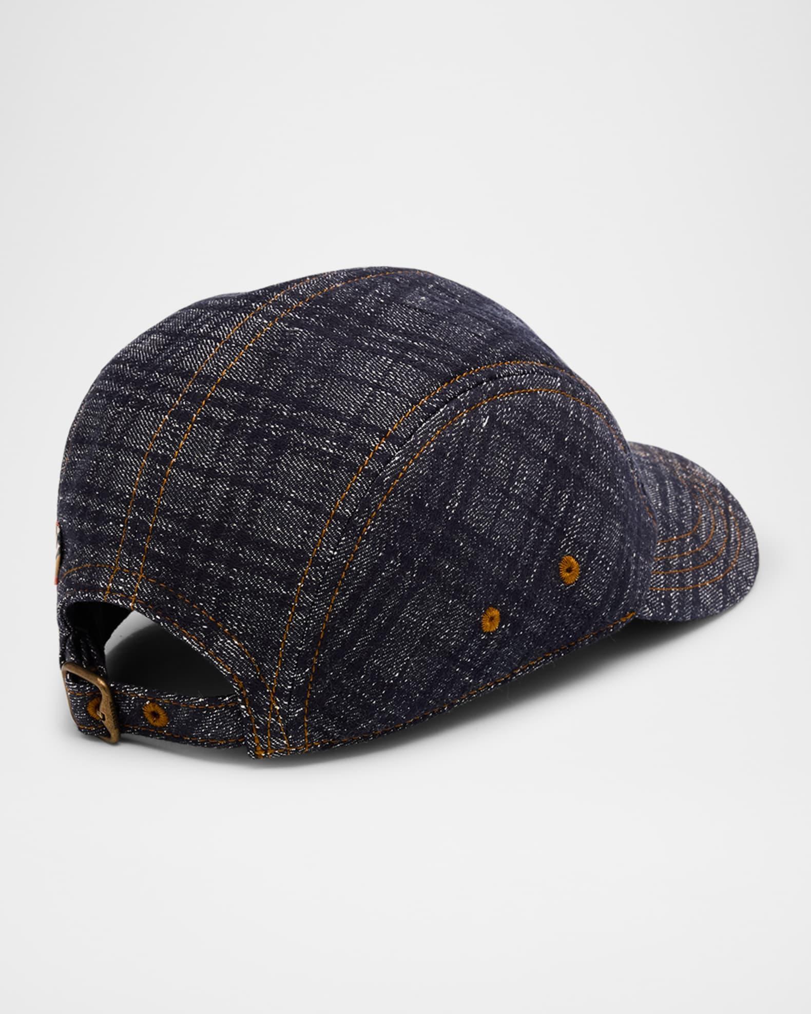 Mens Check Denim Baseball Cap Product Image