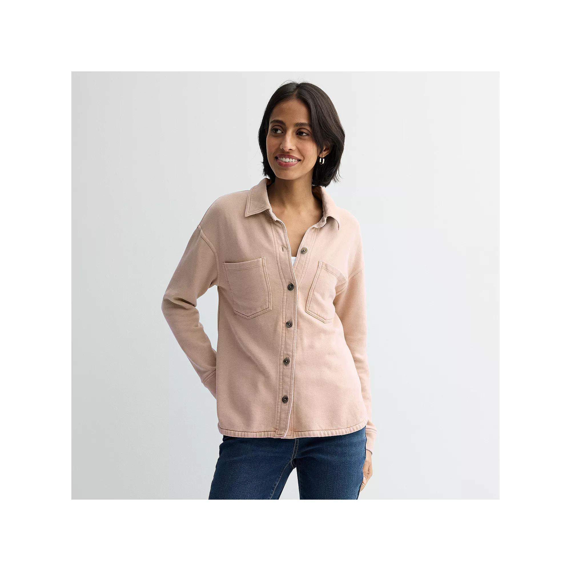 Women's Sonoma Goods For Life® Knit Fleece Shacket, Size: XS, Bartlett Beige Product Image