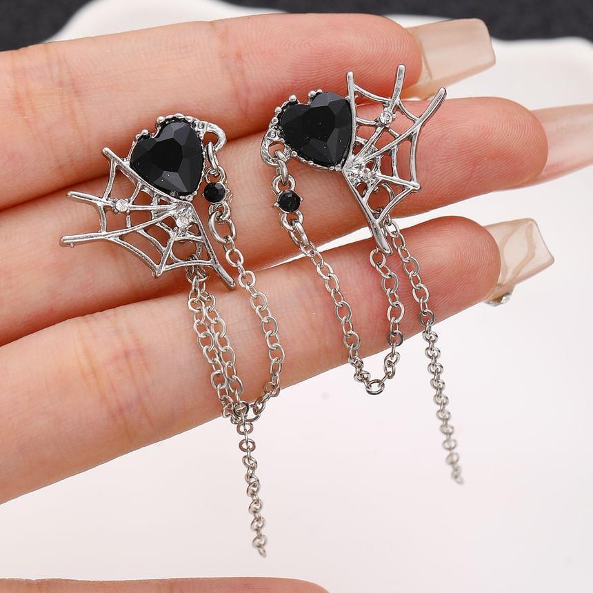 Spider Web Heart Faux Crystal Alloy Chandelier Earring Product Image