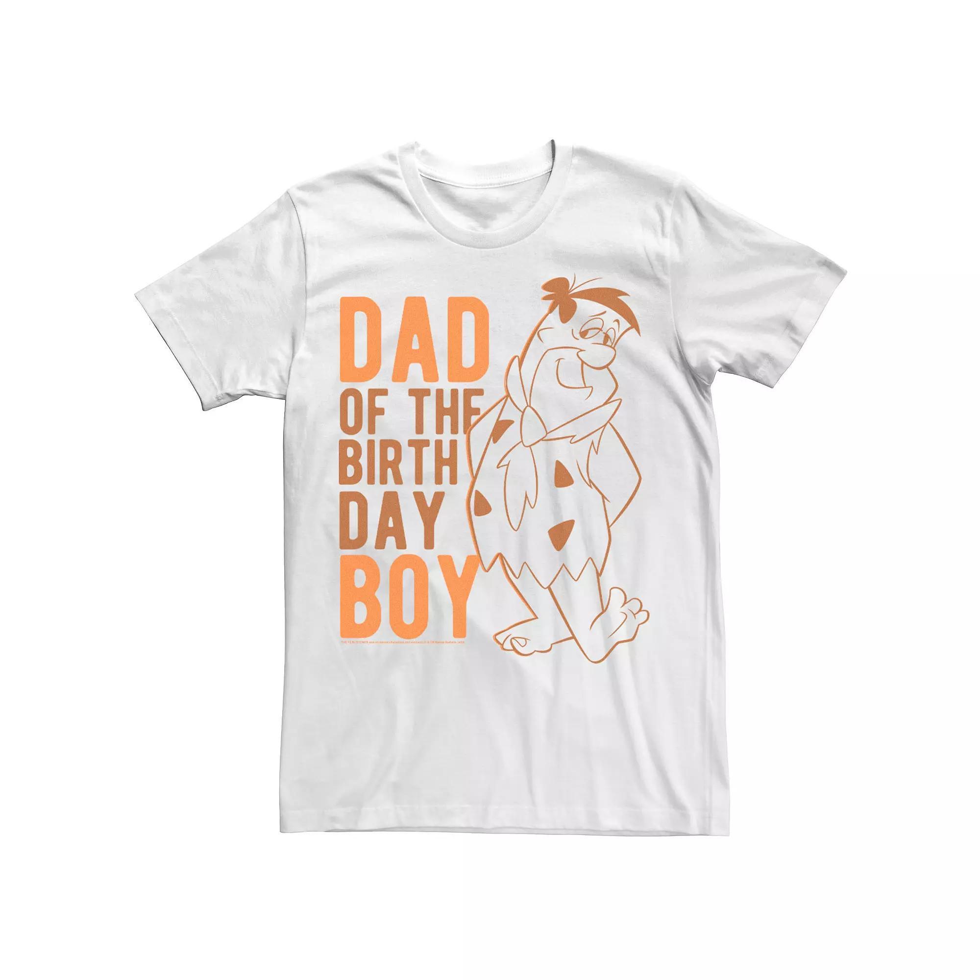Men's Flinstone Fred Dad Of Birthday Boy Portrait Tee, Size: Medium, White Product Image