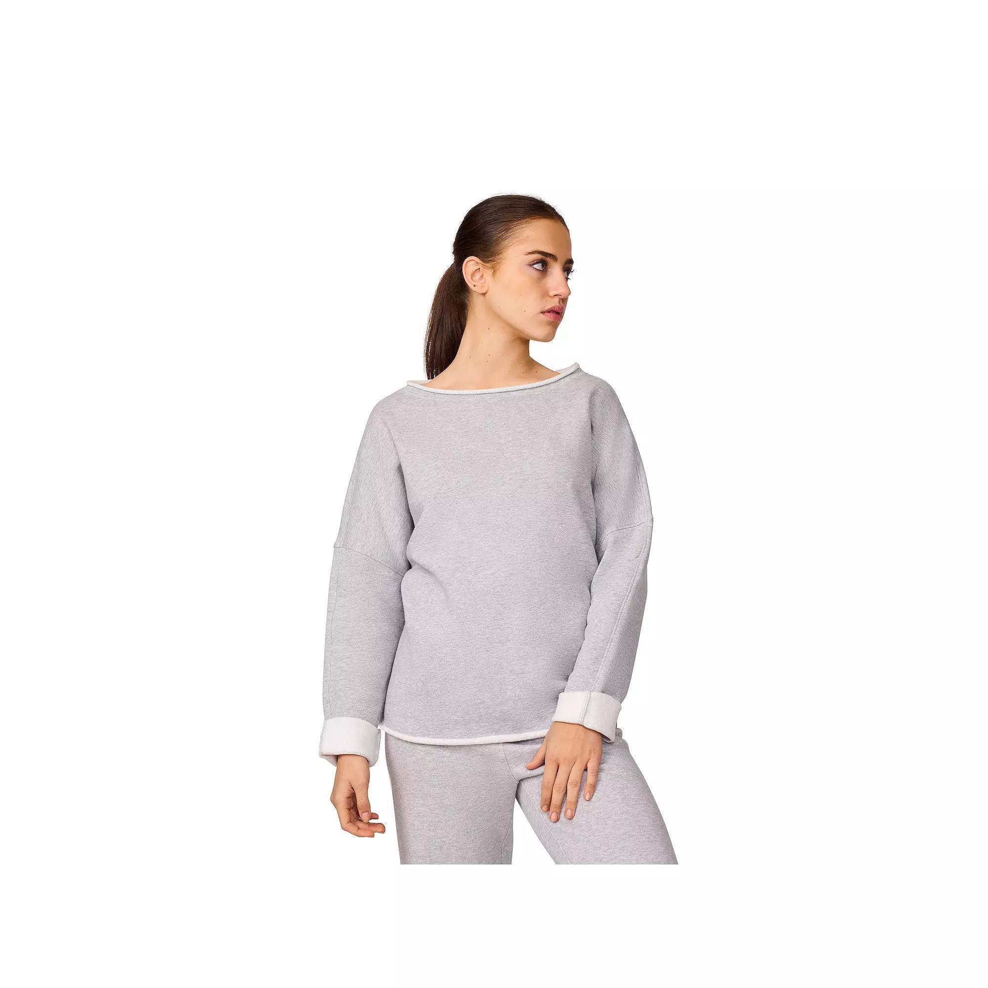 Women's Grey & Gray Luxe French Terry Pullover, Size: Large, Gray Fog Grey Product Image
