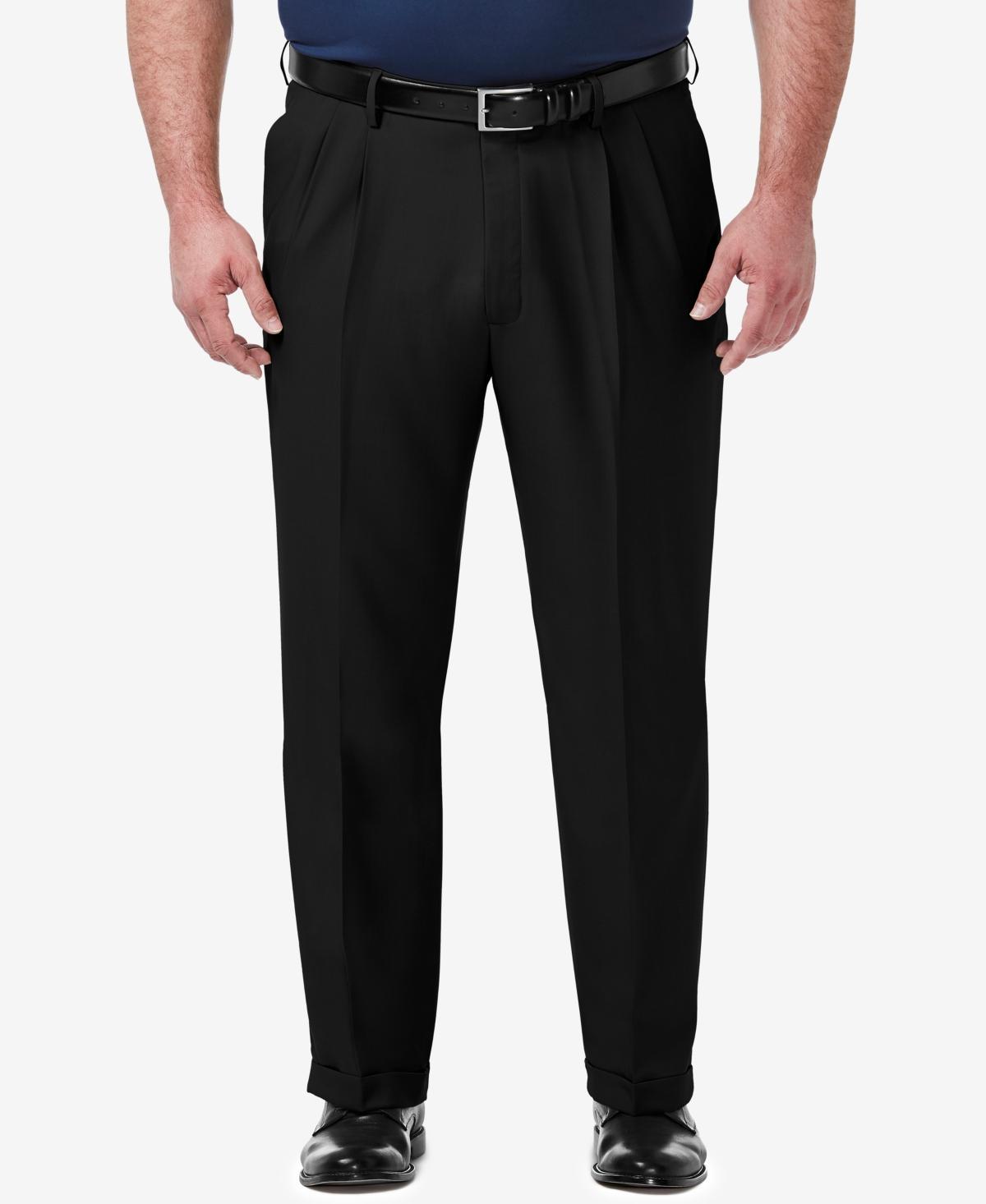 Big & Tall Haggar Premium Comfort Classic-Fit Pleated Hidden Expandable Waistband Dress Pants, Mens Product Image