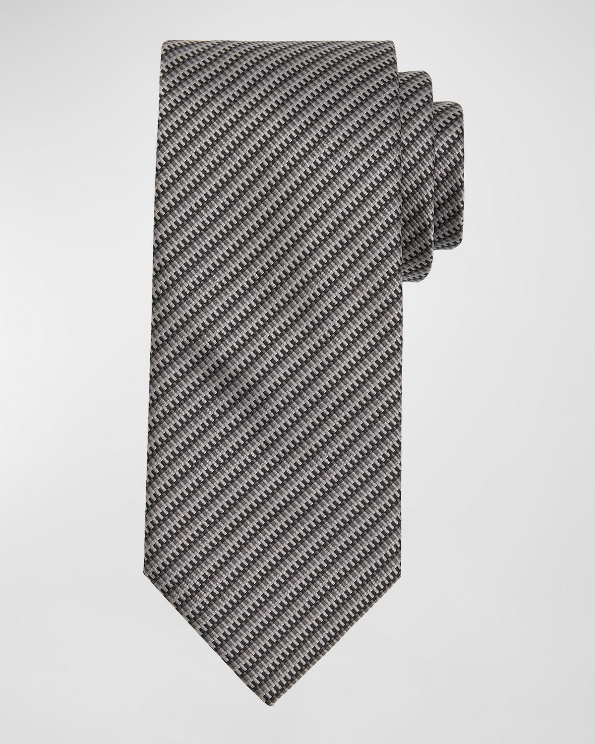 Men's Stripe-Effect Silk Tie Product Image