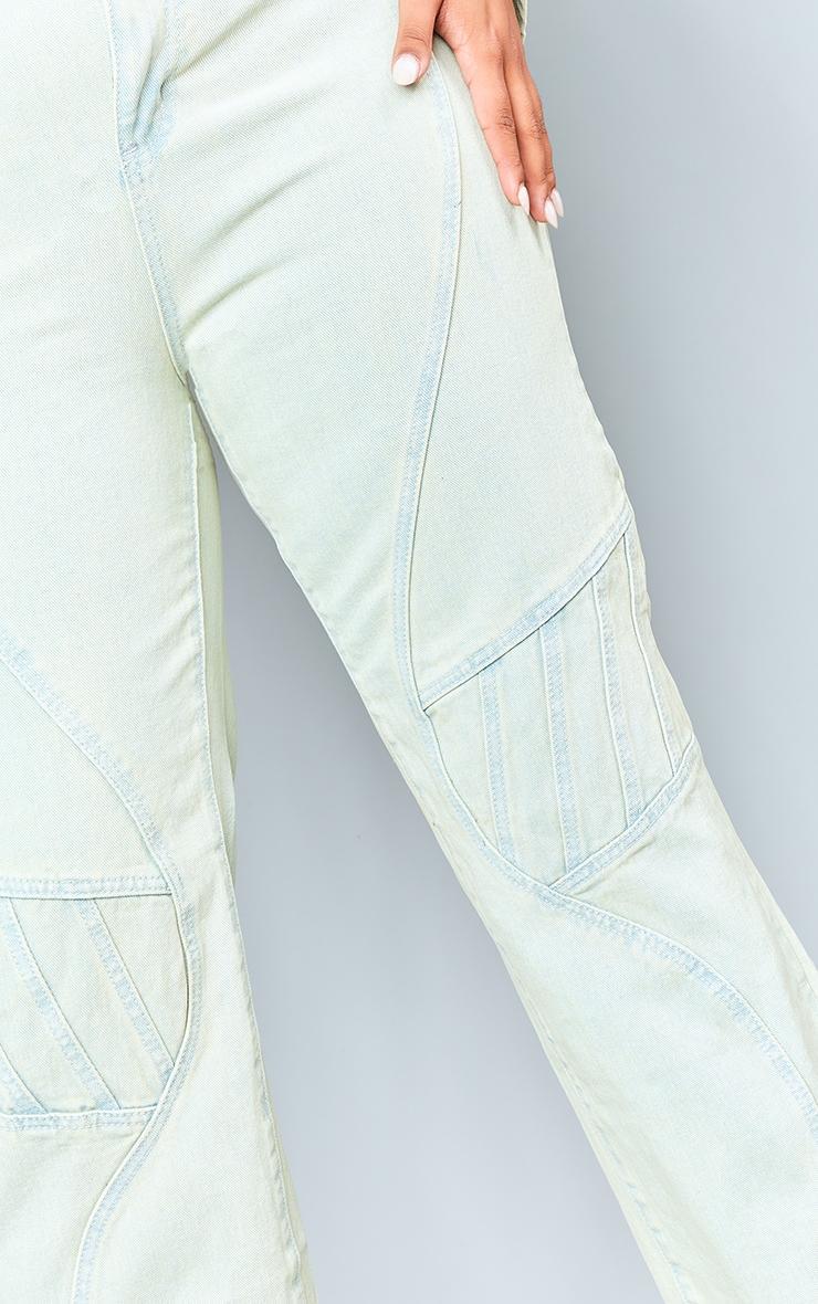 Plus Stone Vintage Wash Seam Detail Cargo Denim Jeans Product Image