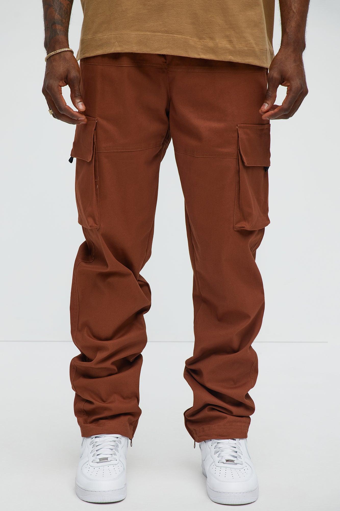 Straight Cargo Ankle Zipper Pants - Brown Product Image