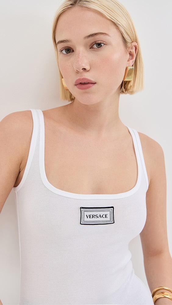 Versace Rib Tank Top with Embroidery Patch | Shopbop Product Image