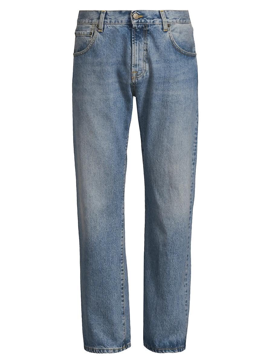 Mens Dreamweaver Washed Denim Mid-Rise Straight-Leg Jeans Product Image