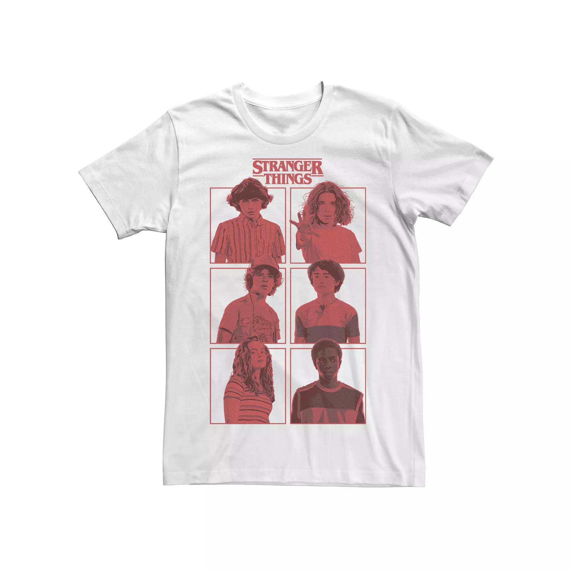 Men's Stranger Things Group Shot Red Box Up Tee, Size: Small, White Product Image