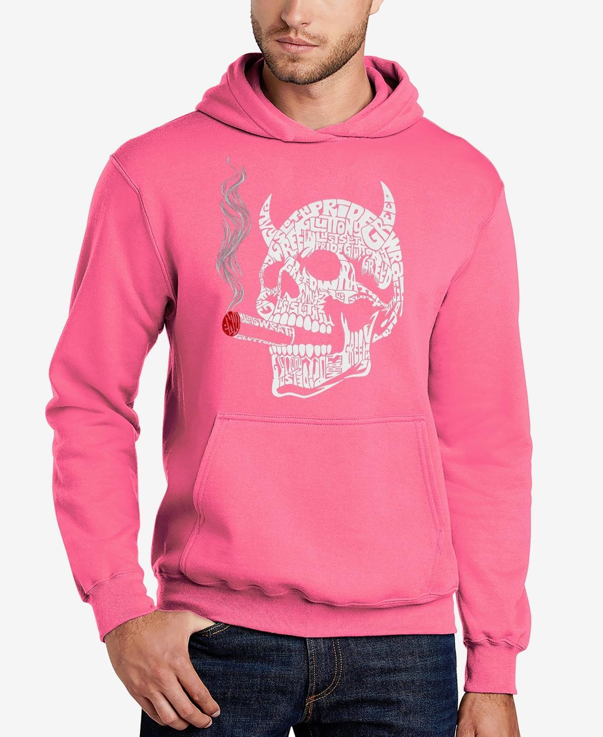 La Pop Art Mens 7 Deadly Sins Skull Word Art Hooded Sweatshirt Product Image