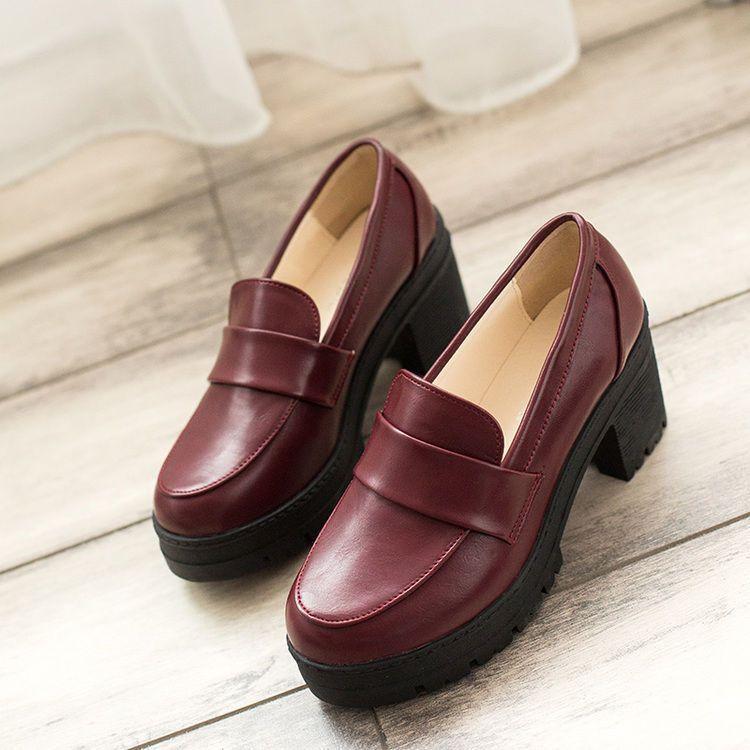 Block-Heel Platform Loafers Product Image