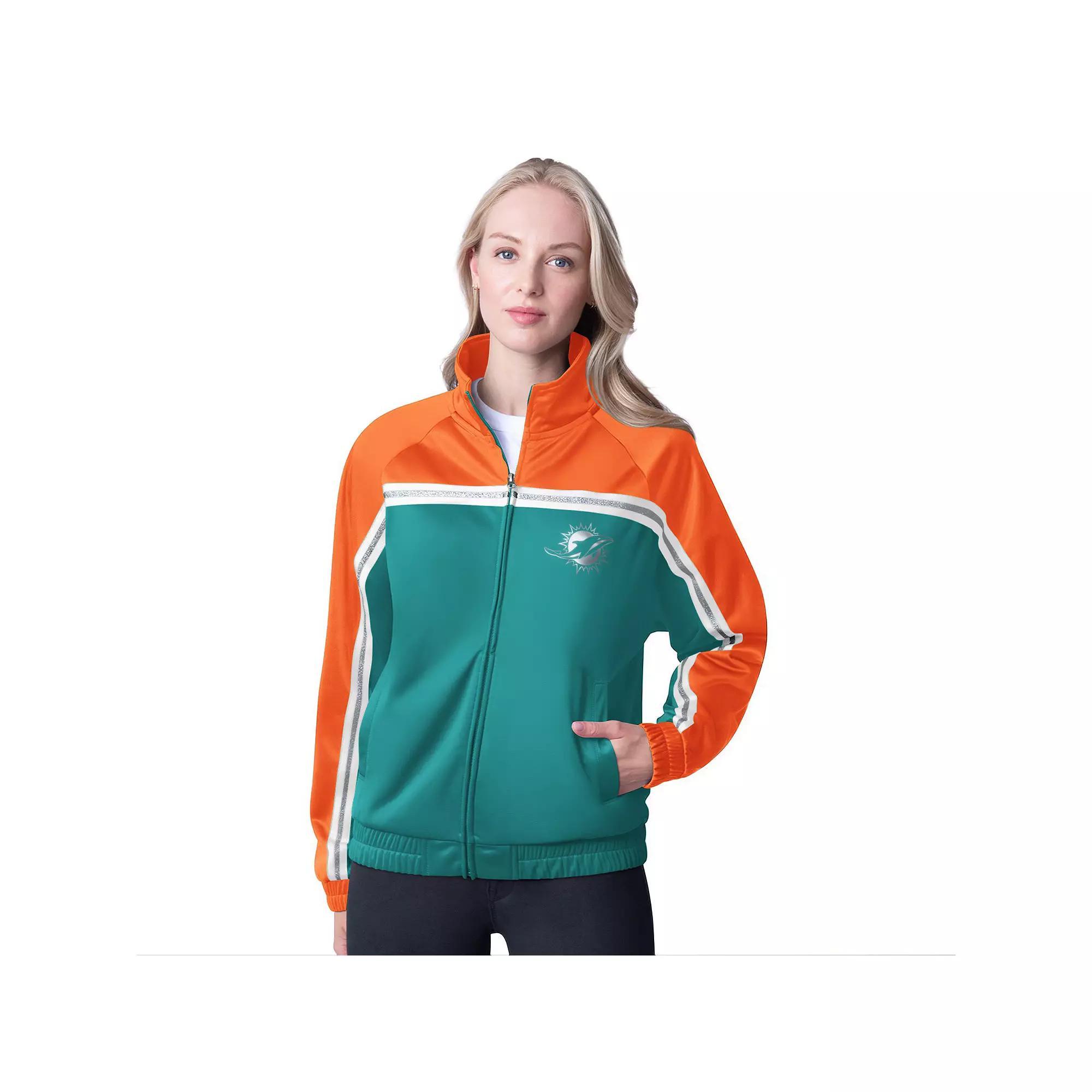 Women's G-III 4Her by Carl Banks Aqua Miami Dolphins Post Game Full-Zip Track Jacket, Size: Small, Turquoise A Product Image