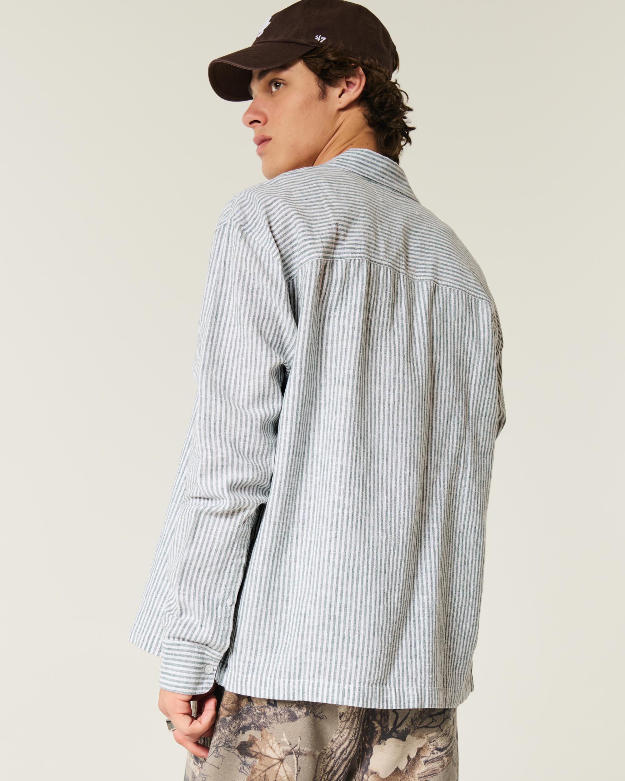 Linen-Blend Button-Through Shirt Product Image