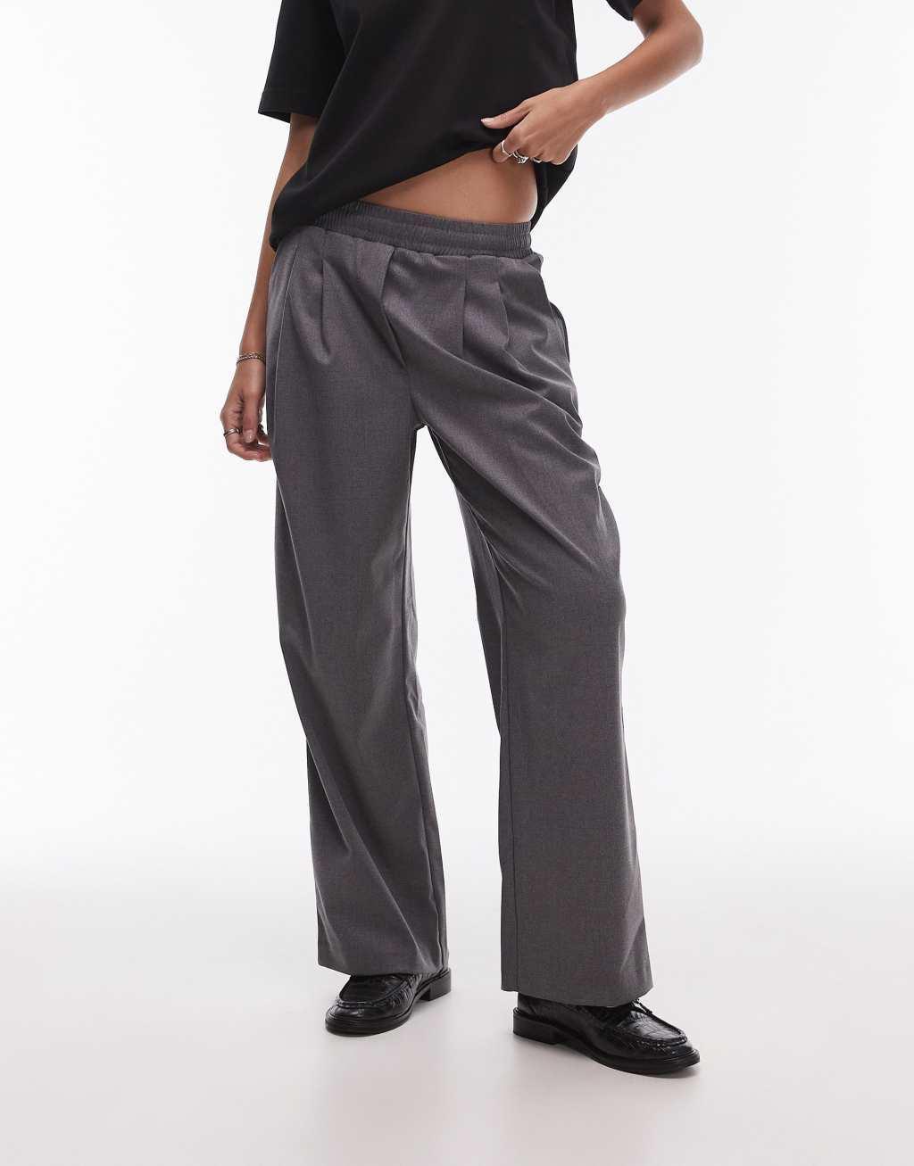 Topshop pleated tailored sweatpants in slate Product Image